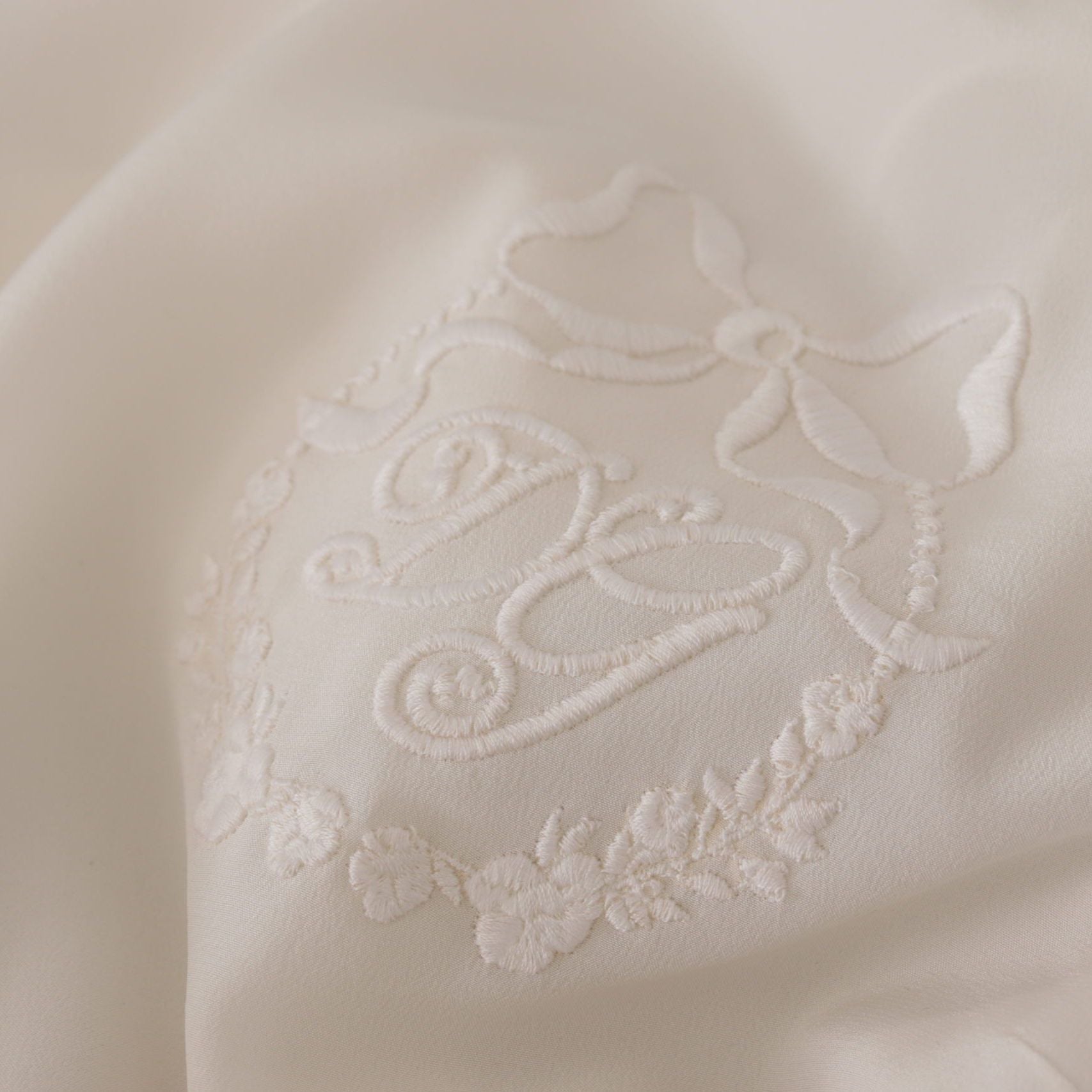 Dolce & Gabbana White Silk DG Logo Embroidered Long Sleeves Blouse