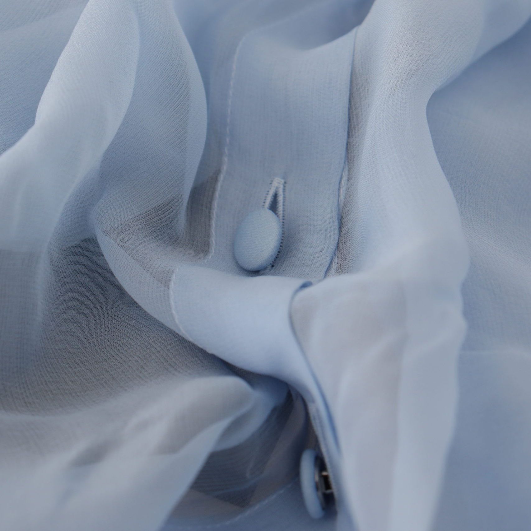 Dolce & Gabbana Light Blue Silk Ascot Collar Long Sleeves Top