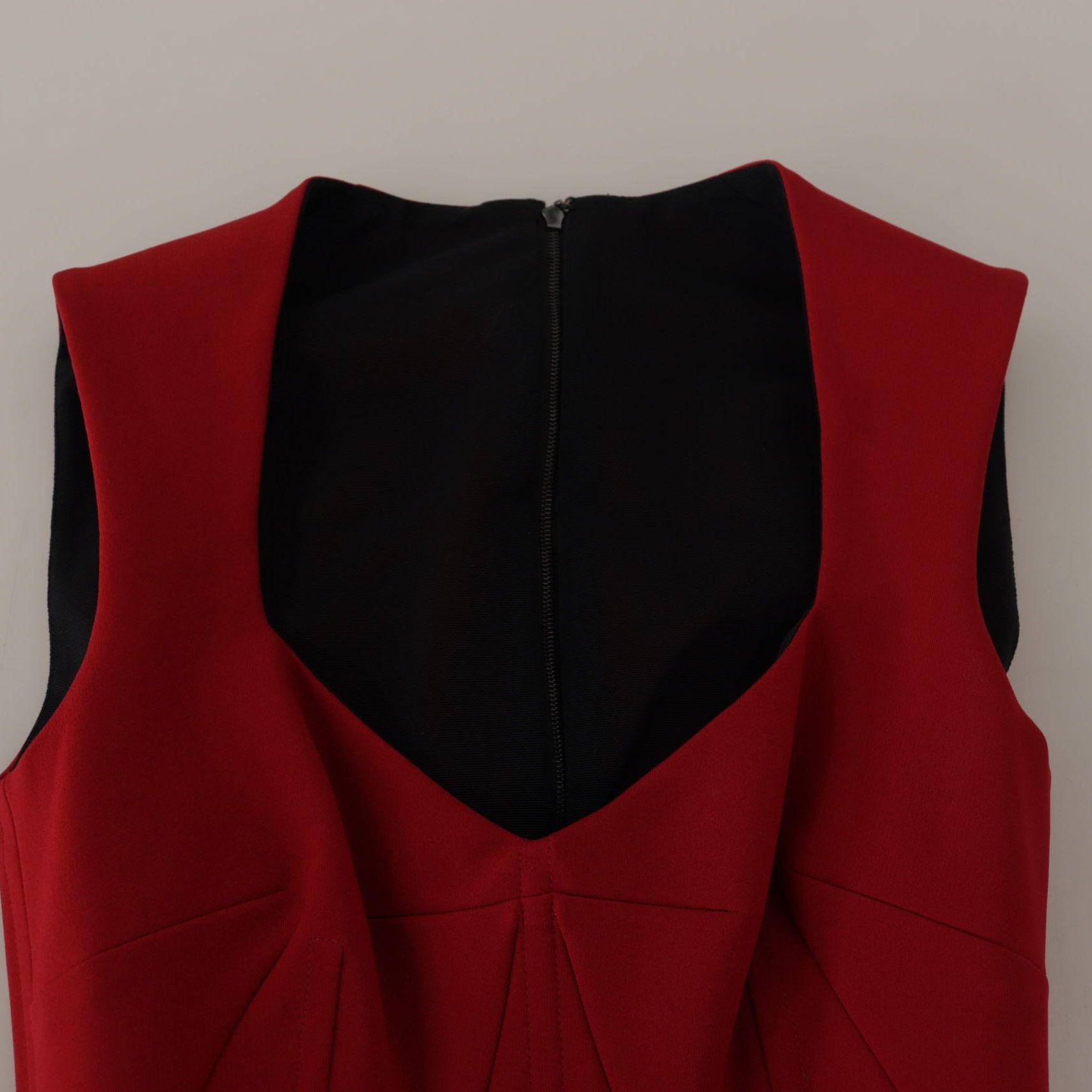 Dolce & Gabbana Red Sweetheart Neck Bodycon Midi Dress