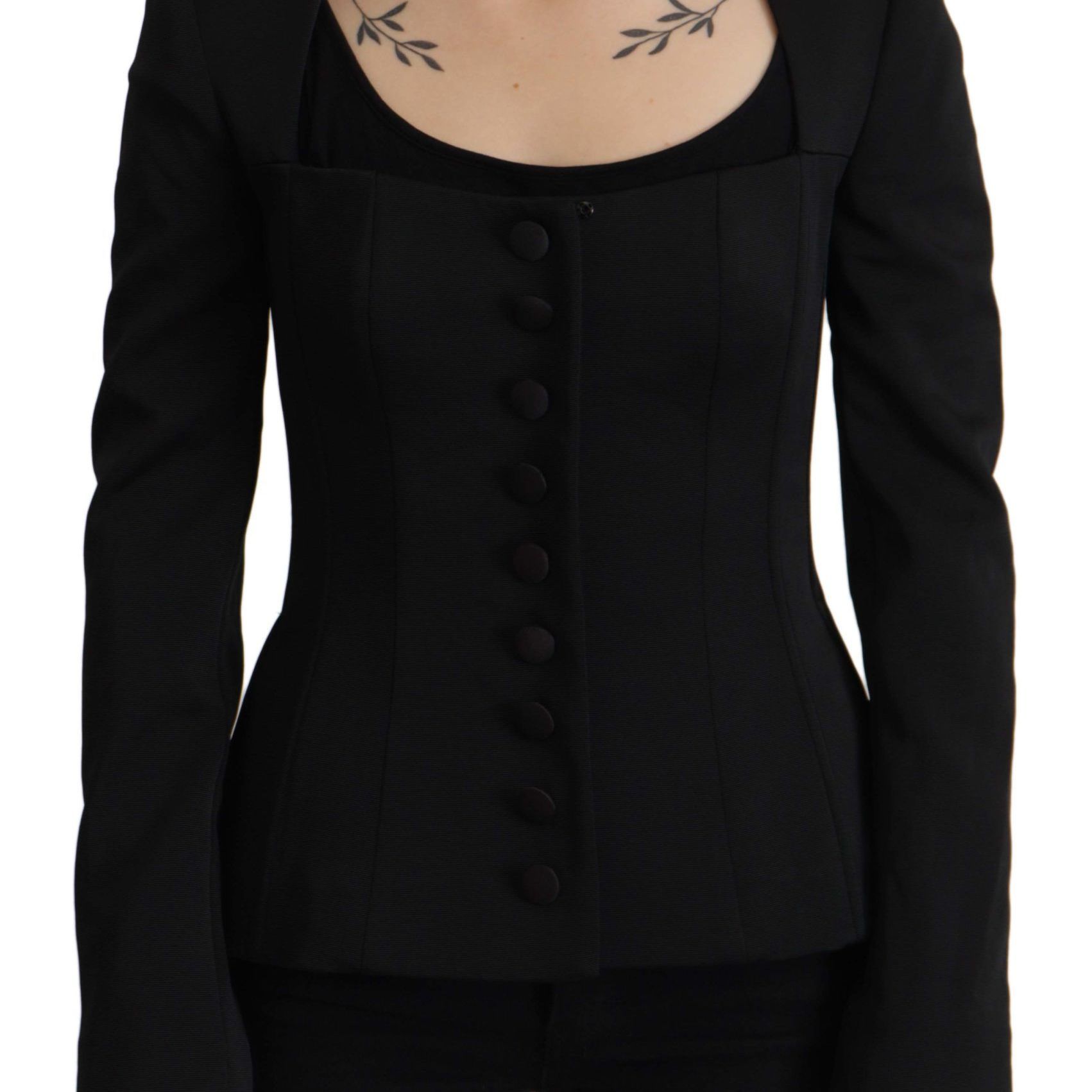 Dolce & Gabbana Black Slim Fit Long Sleeves Snap Jacket