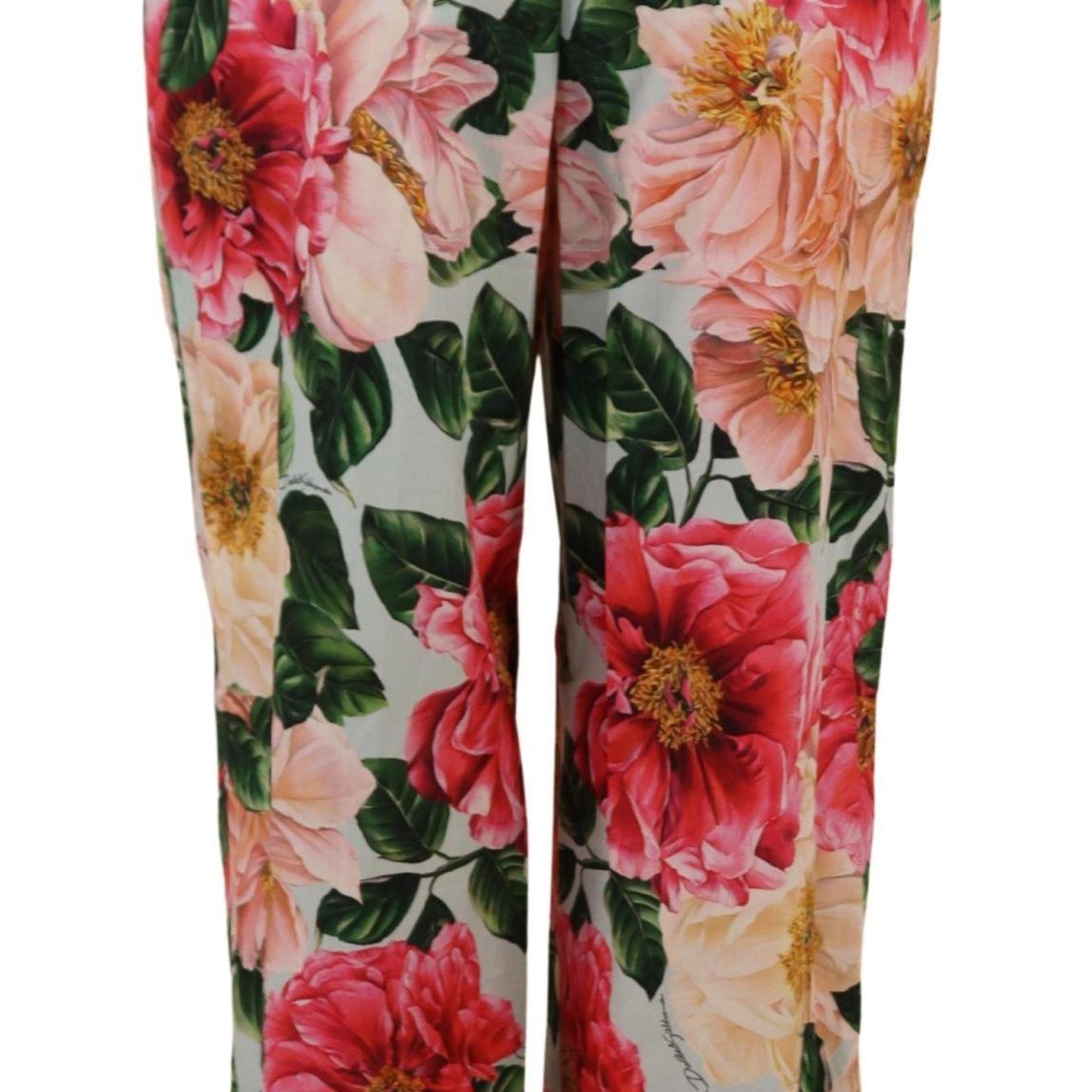 Dolce & Gabbana Multicolor Flora Printed High Waist Cropped Trouser Pants