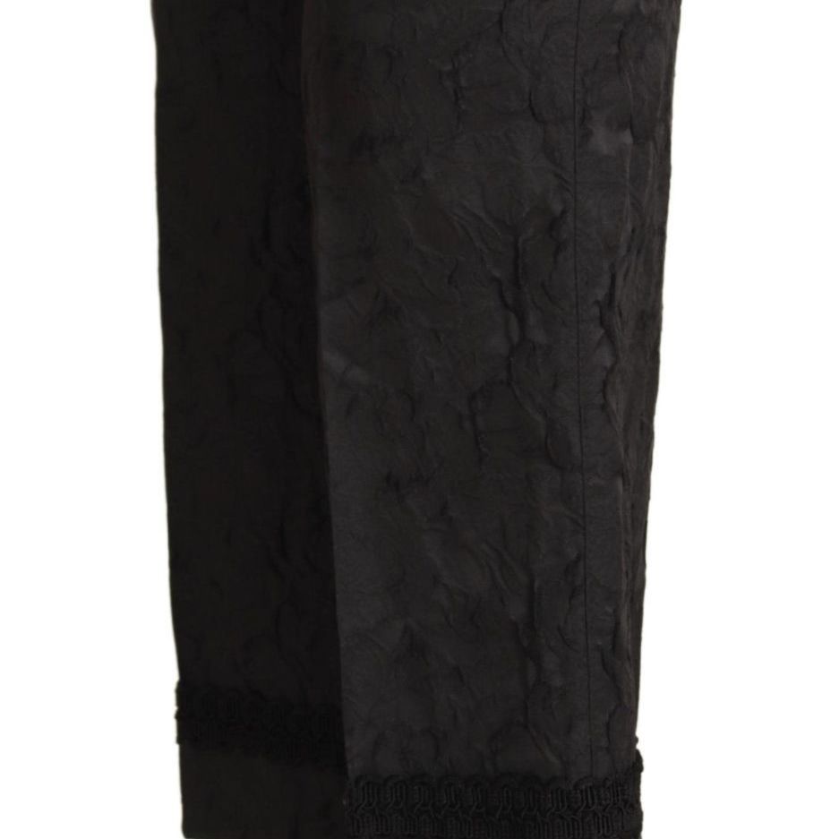 Dolce & Gabbana Black Brocade Cropped High Waist Pants