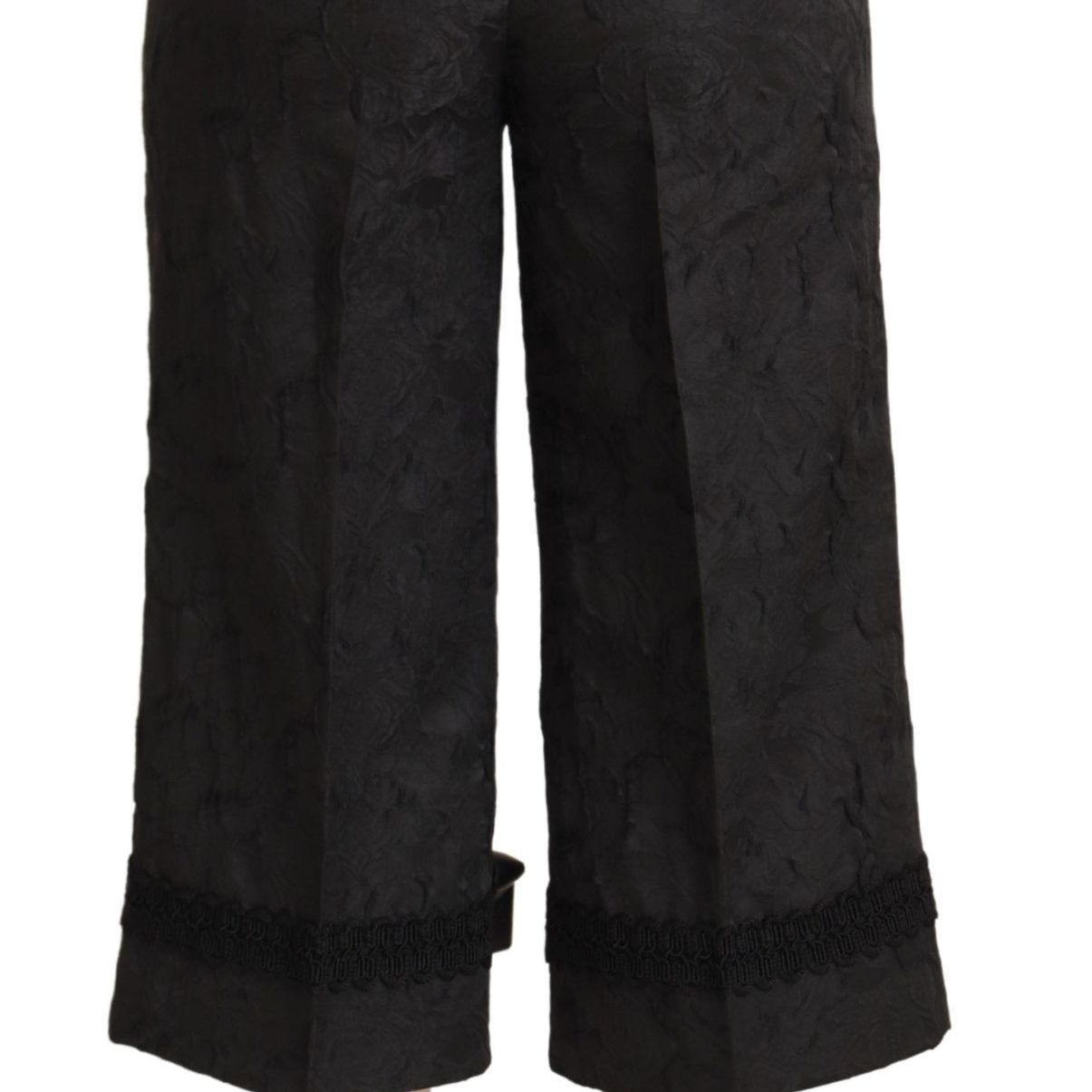 Dolce & Gabbana Black Brocade Cropped High Waist Pants
