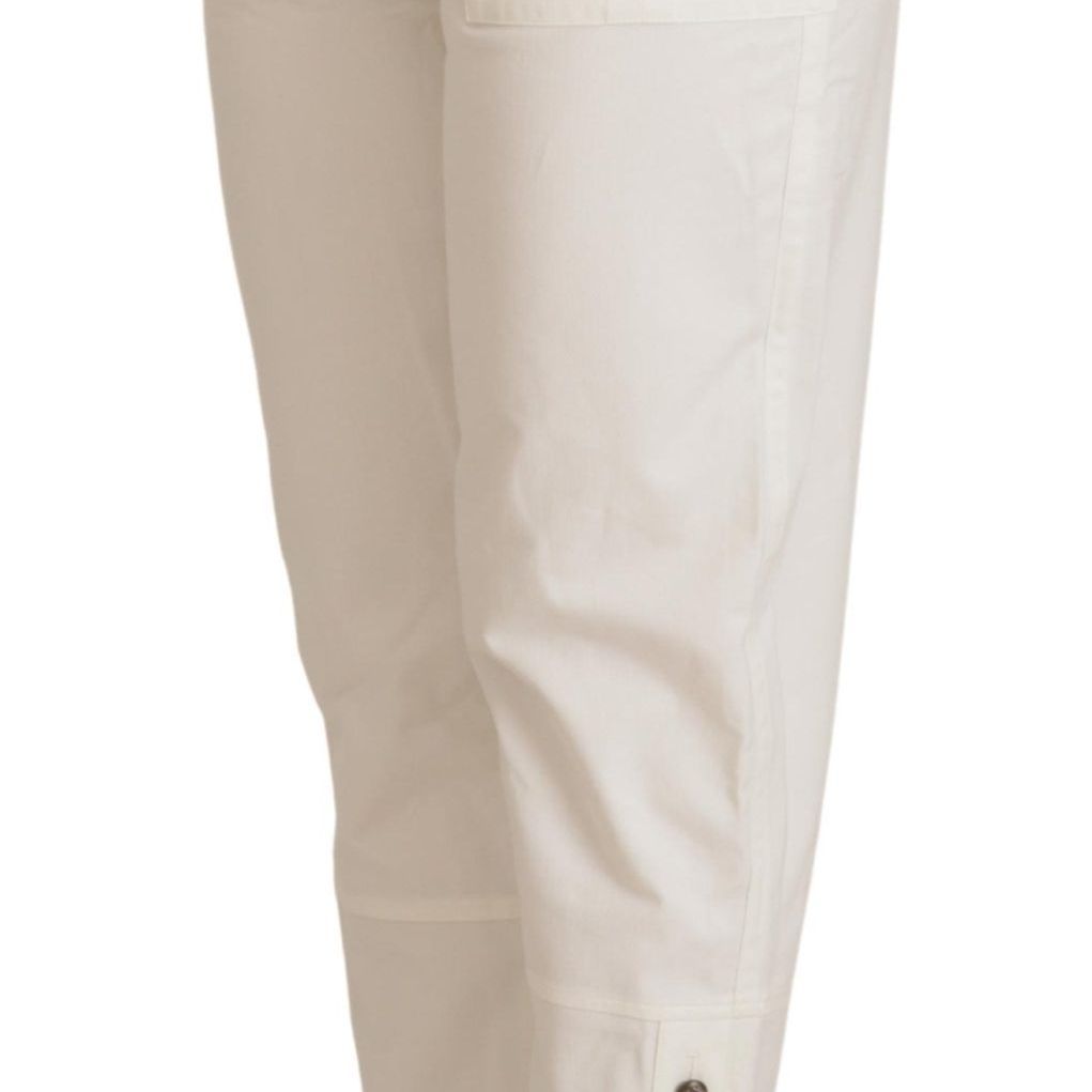 Dolce & Gabbana White High Waist Tapered Women Cotton Pants