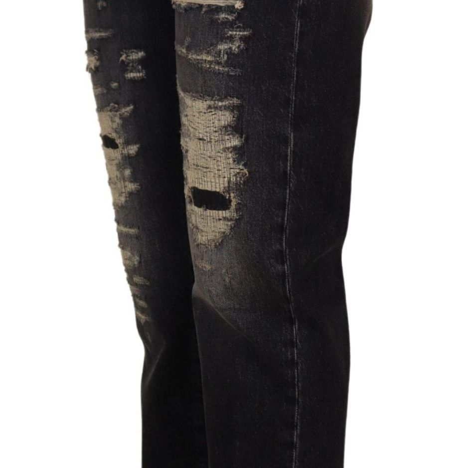 Dolce & Gabbana Black Washed Tattered High Waist Denim Jeans