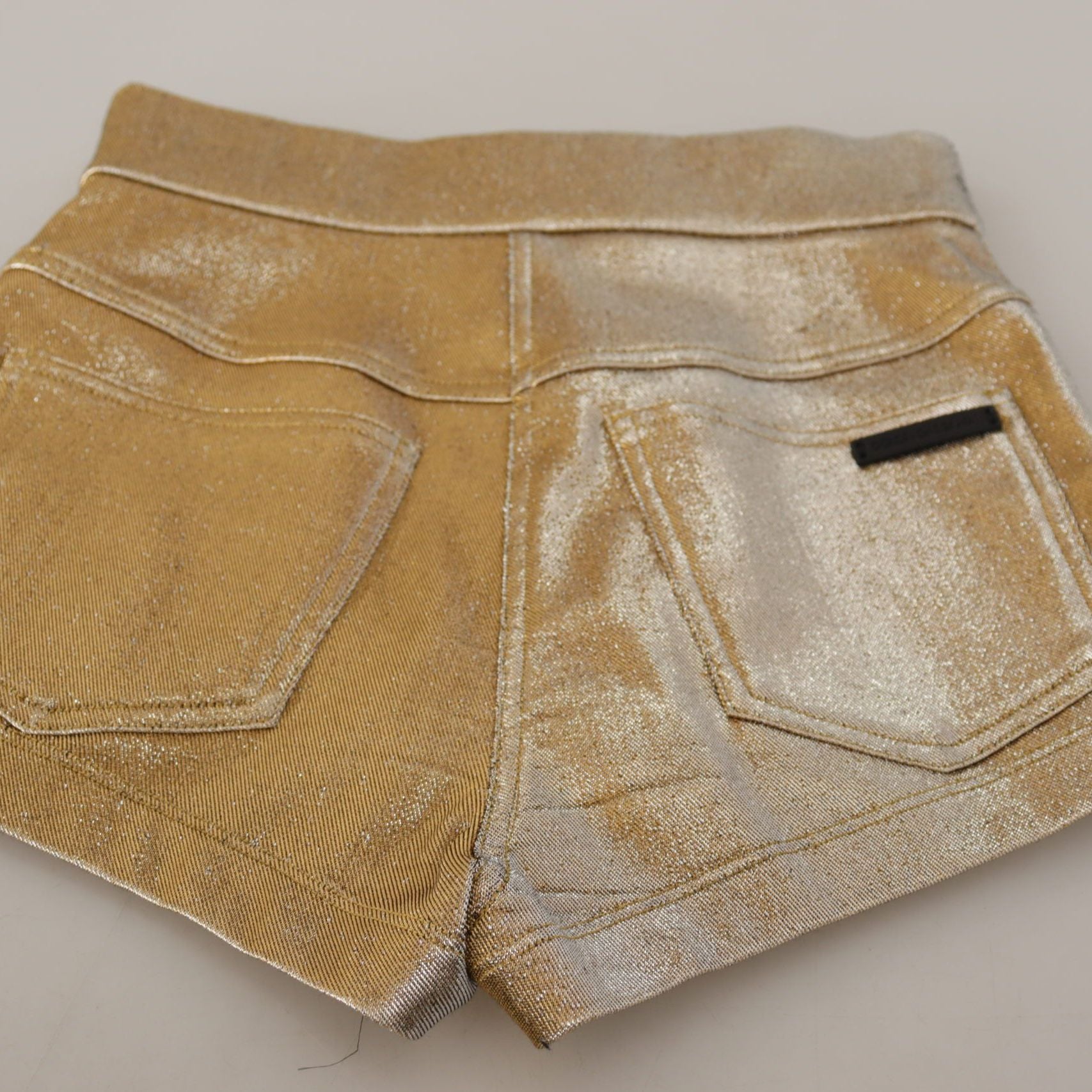 Dolce & Gabbana Gold Cotton Blend Glittered Hot Shorts