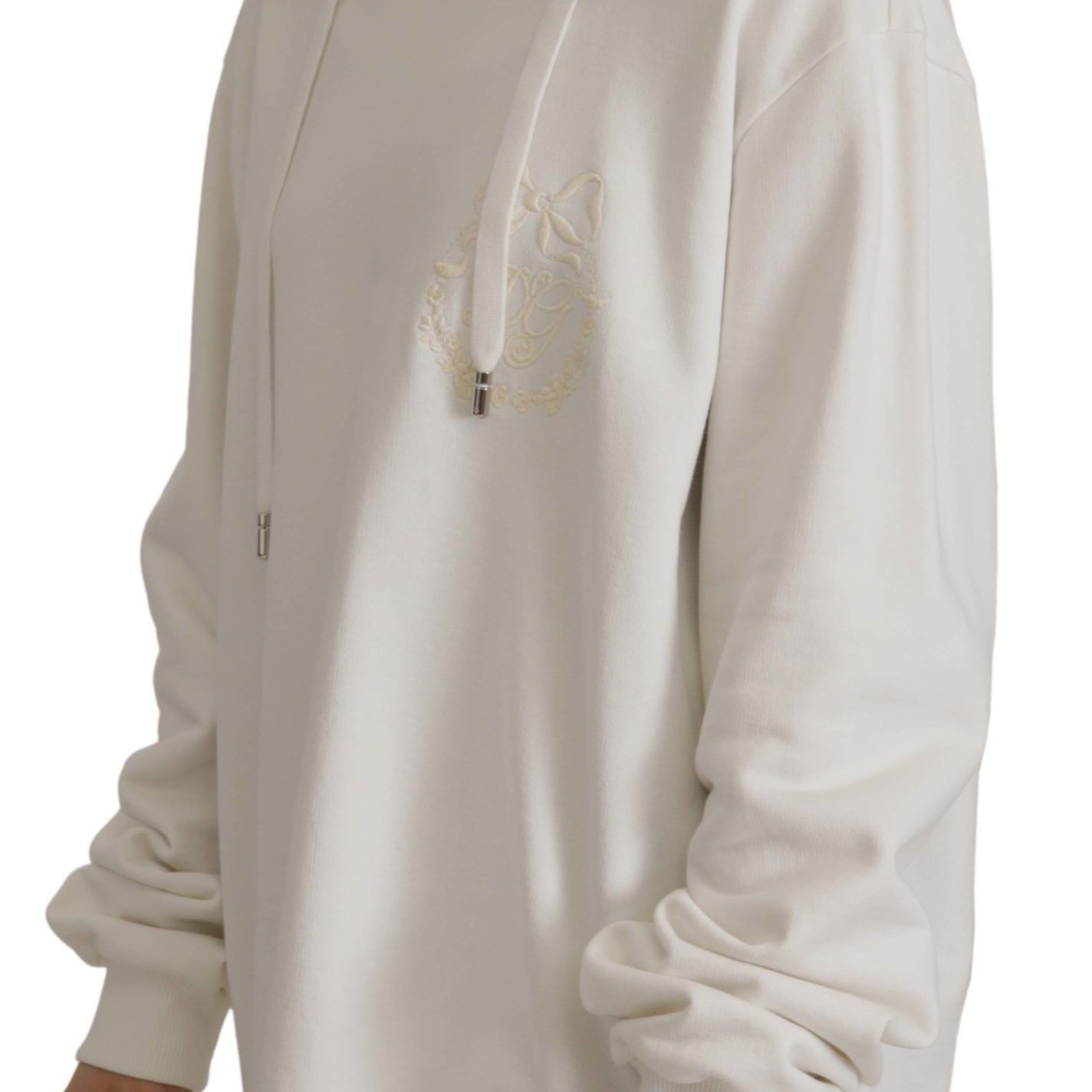 Dolce & Gabbana White Hoodie Pullover Embroidered Sweater
