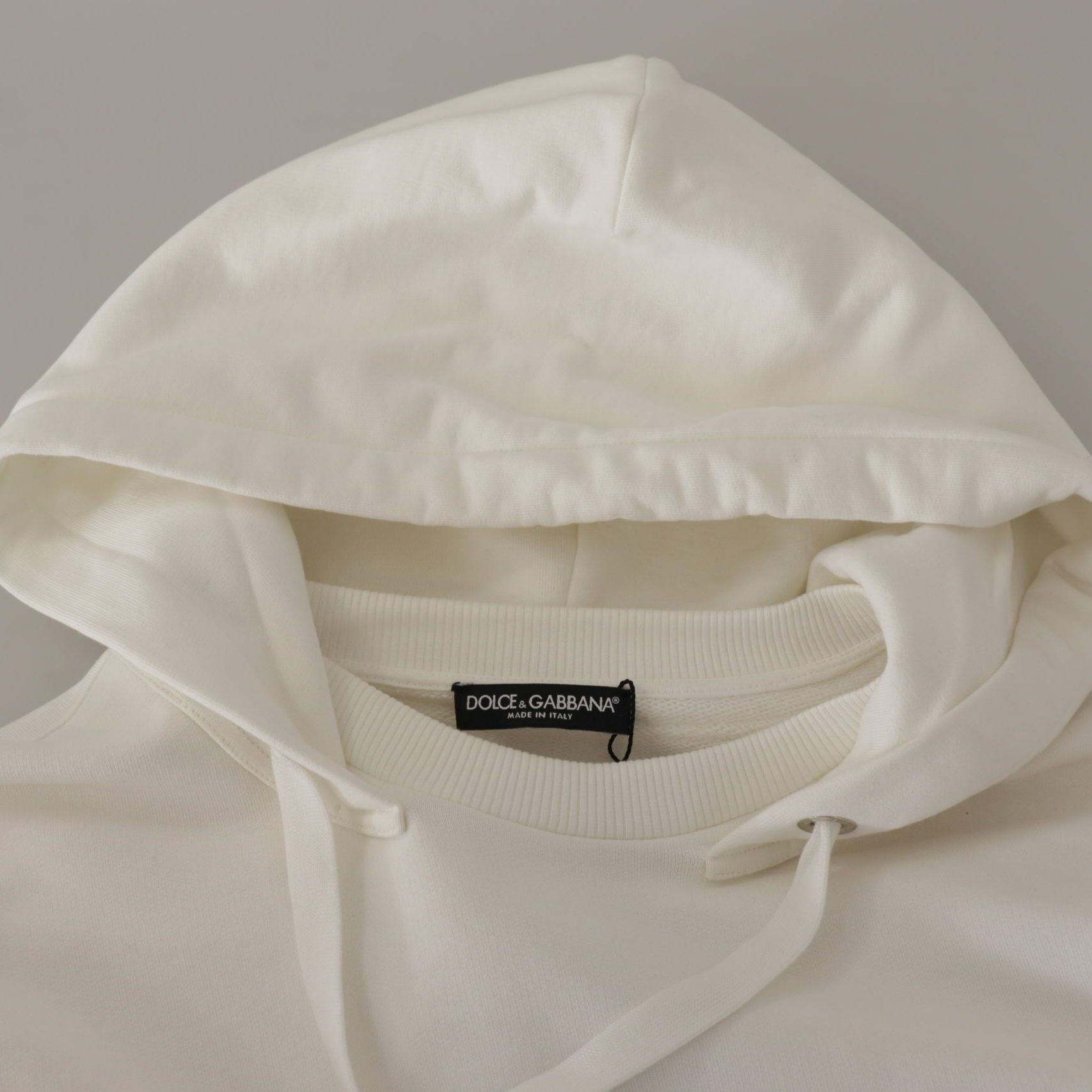 Dolce & Gabbana White Hoodie Pullover Embroidered Sweater