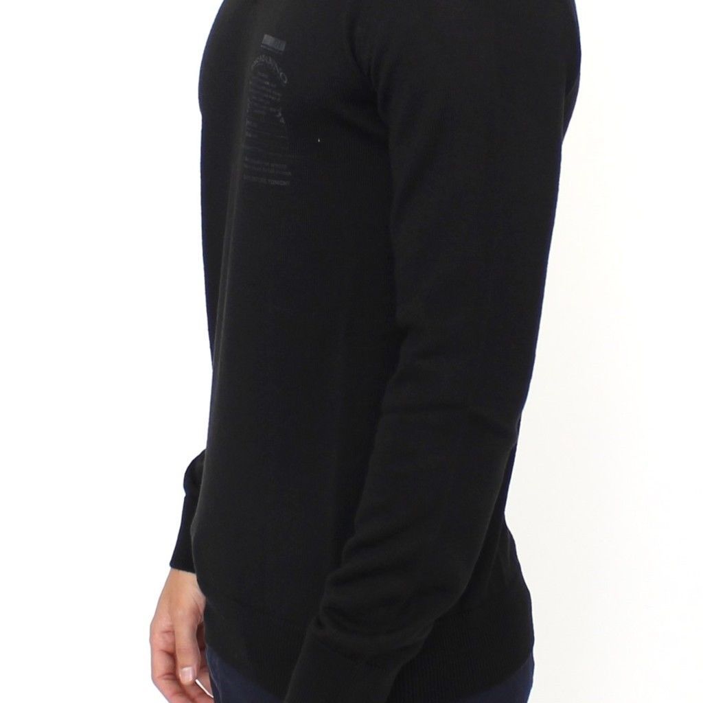 Ermanno Scervino Black Wool Blend V-neck Pullover Sweater