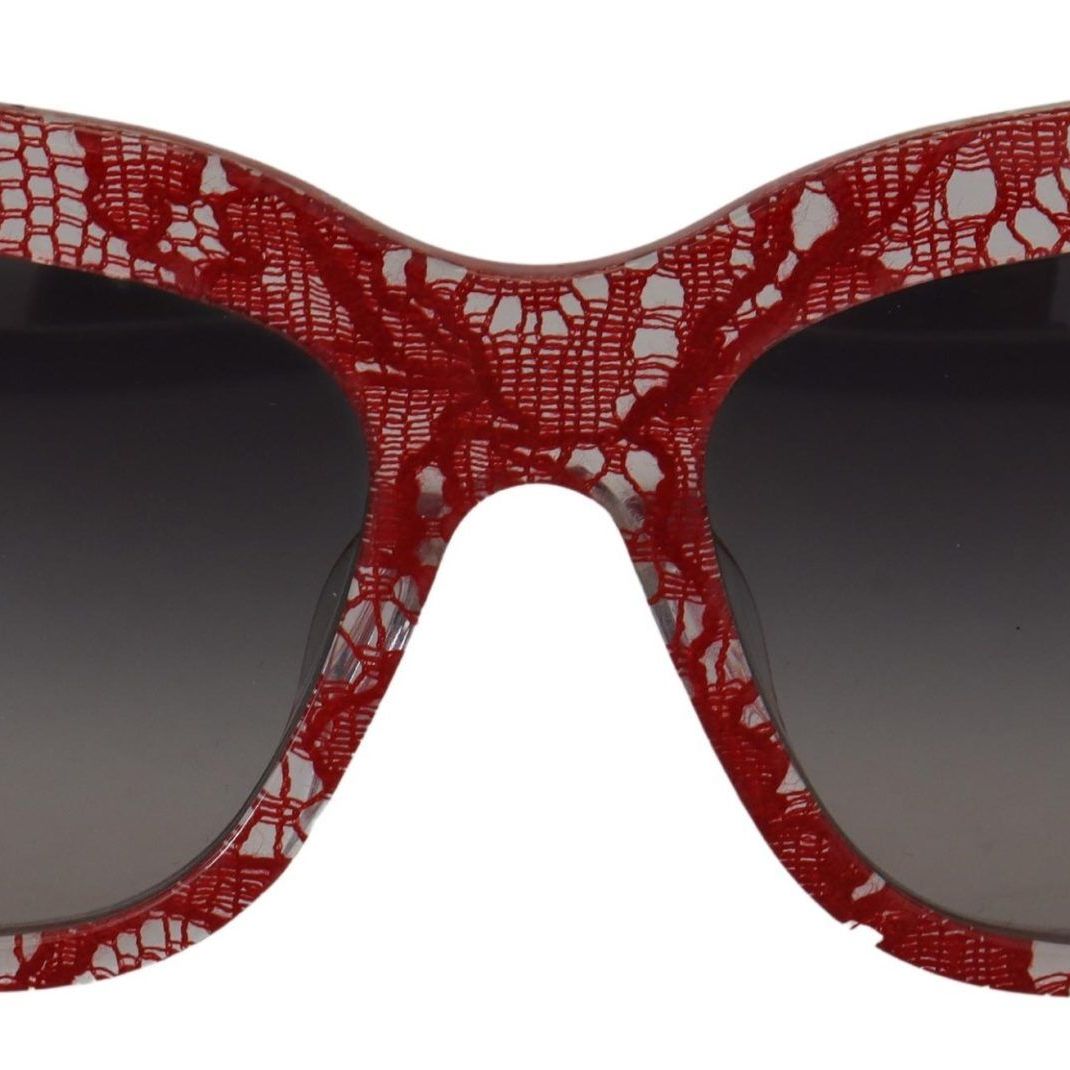 Dolce & Gabbana Red Lace Acetate Rectangle Shades DG4231F Sunglasses