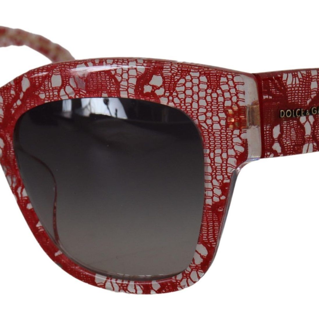 Dolce & Gabbana Red Lace Acetate Rectangle Shades DG4231F Sunglasses