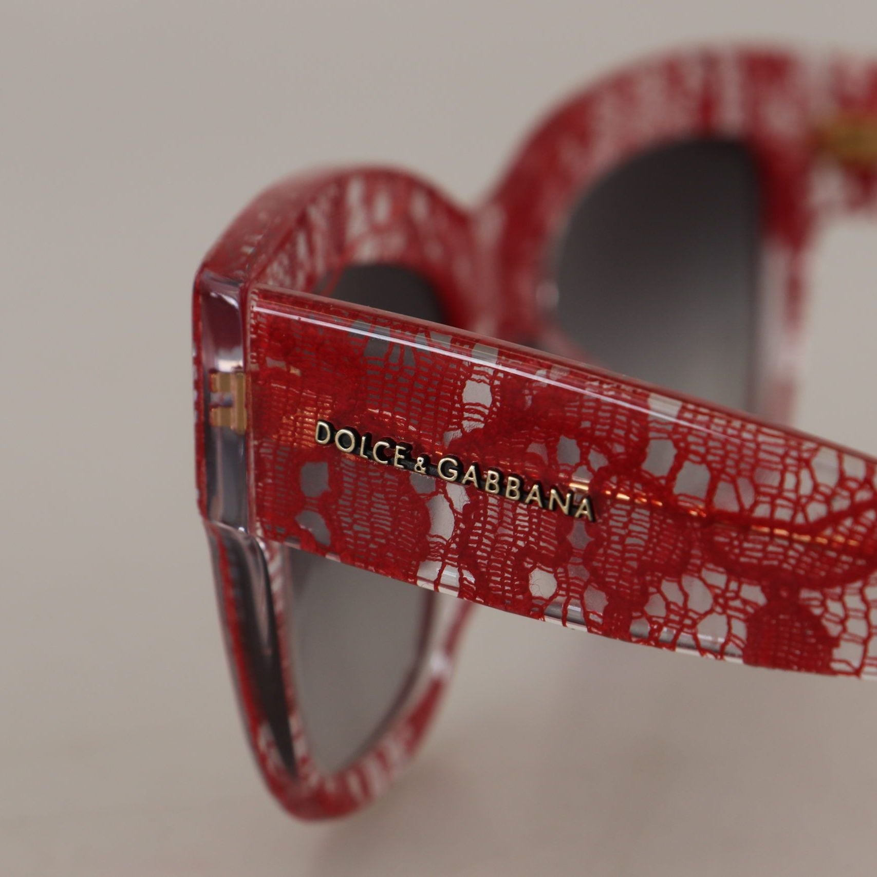 Dolce & Gabbana Red Lace Acetate Rectangle Shades DG4231F Sunglasses
