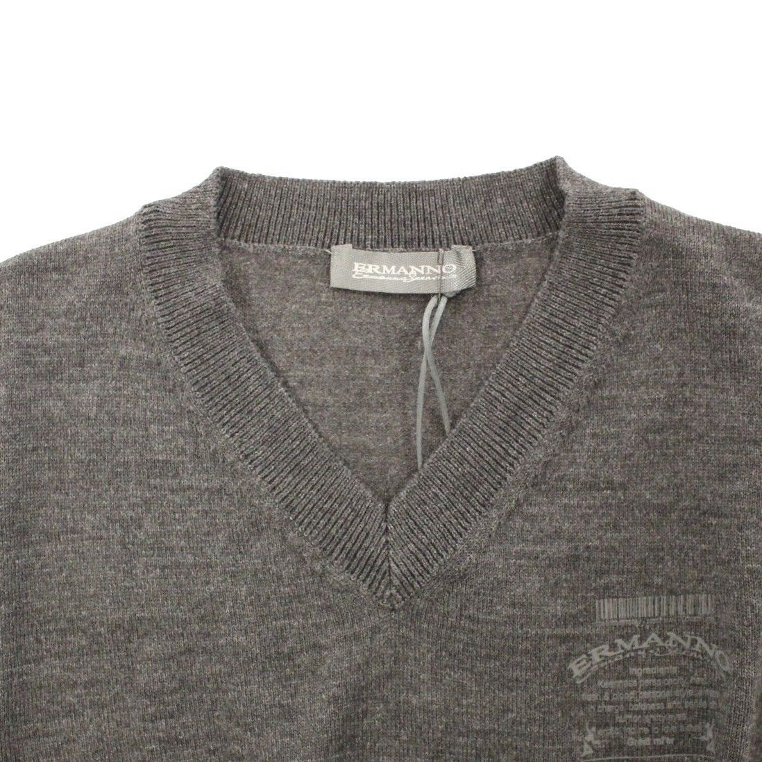 Ermanno Scervino Gray Wool Blend V-neck Pullover Sweater