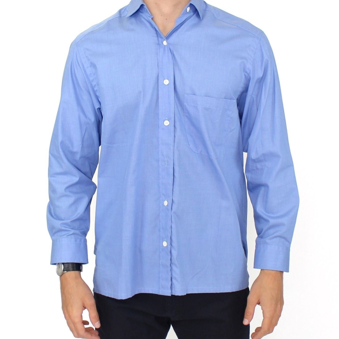Ermanno Scervino Blue Cotton Dress Classic Fit Shirt
