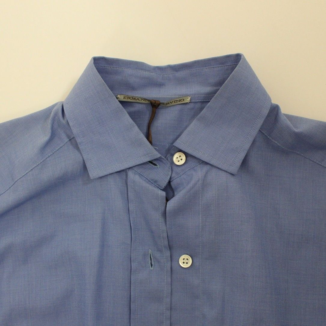 Ermanno Scervino Blue Cotton Dress Classic Fit Shirt