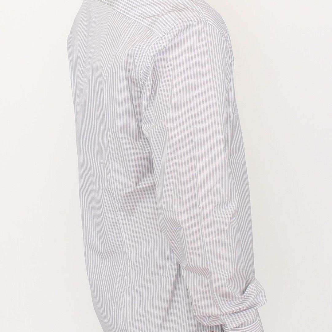 Ermanno Scervino White Gray Striped Regular Fit Casual Shirt