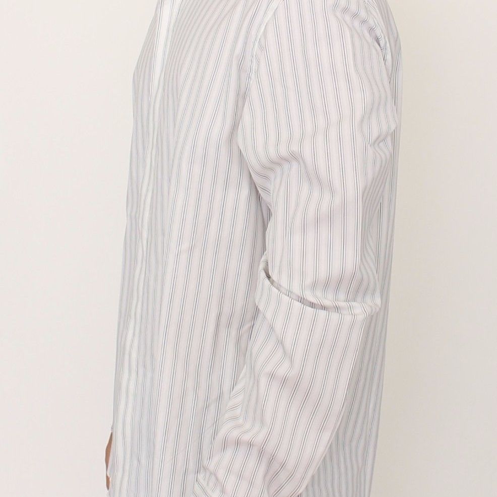 Ermanno Scervino White Black Striped Regular Fit Casual Shirt