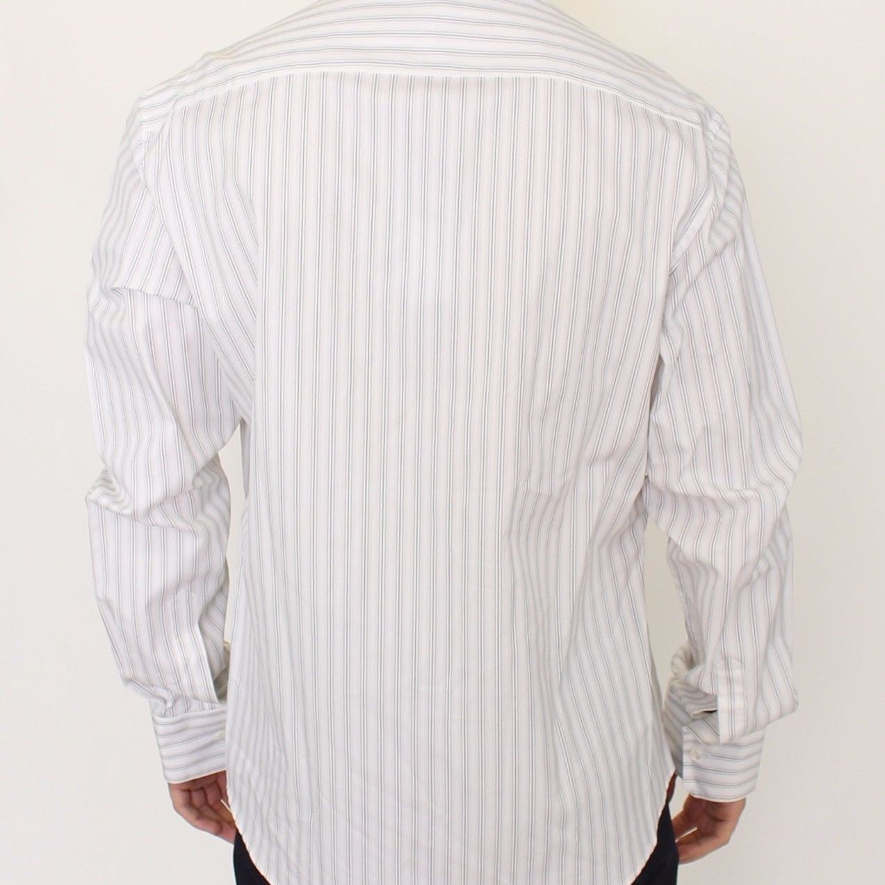 Ermanno Scervino White Black Striped Regular Fit Casual Shirt