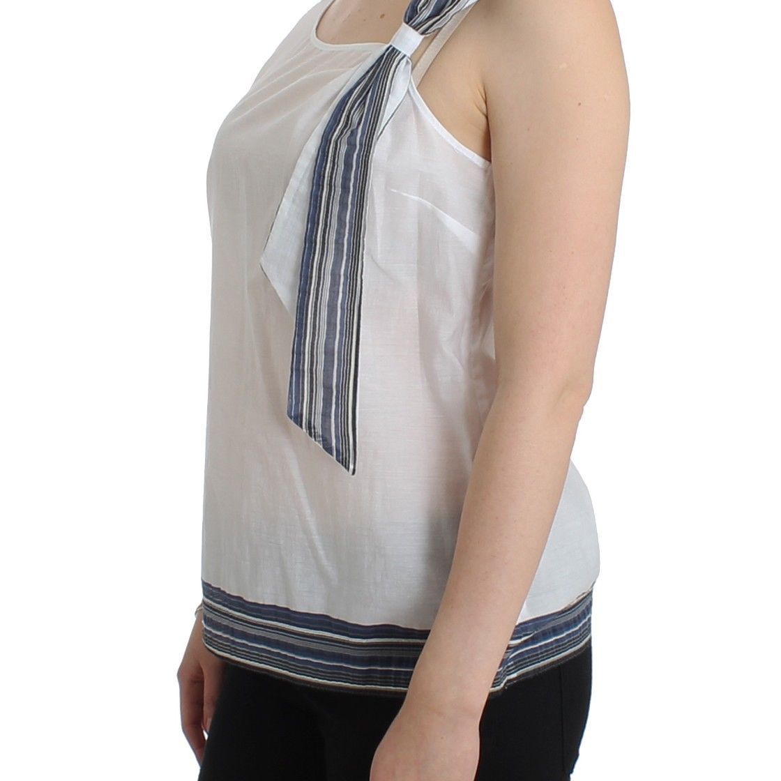 Ermanno Scervino White Blue Top Blouse Tank Shirt Sleeveless