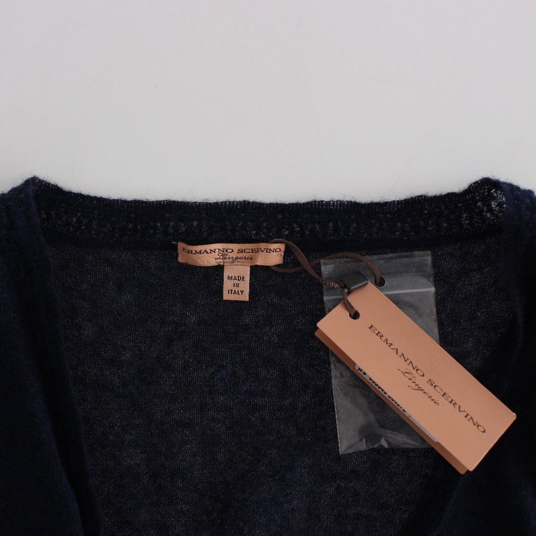 Ermanno Scervino Knit Blue Wool Sweater Cardigan