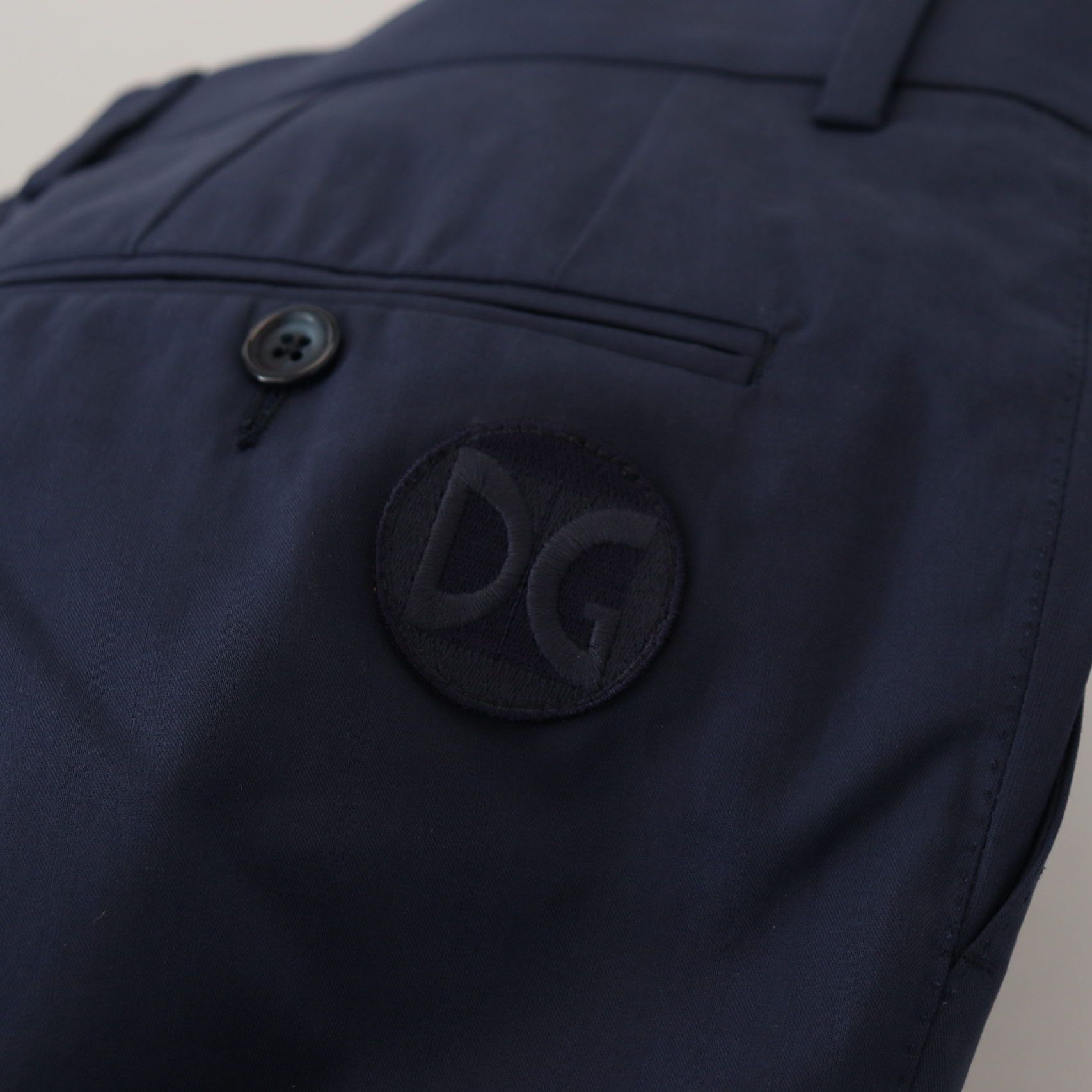 Dolce & Gabbana Blue Cotton Slim Trousers Chinos Pants