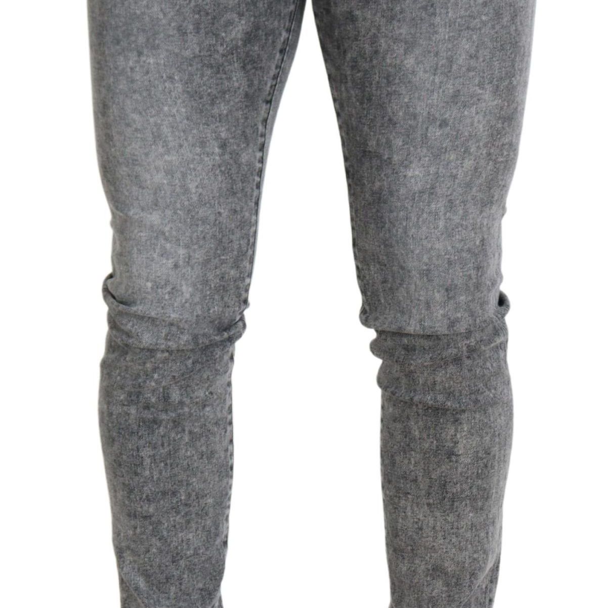 Dolce & Gabbana Gray Slim Fit Wash Stretch Cotton Denim Jeans