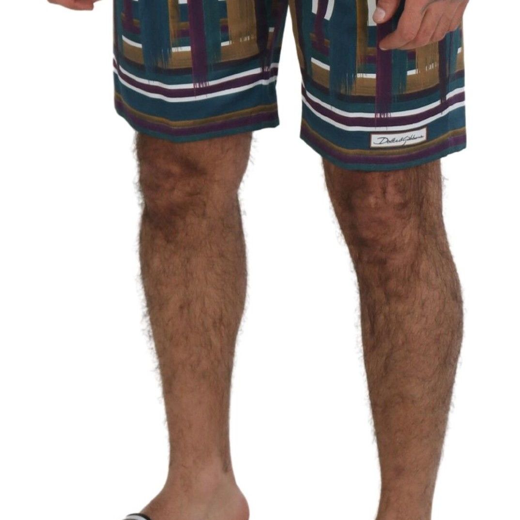 Dolce & Gabbana Multicolor Striped Stretch Cotton Shorts