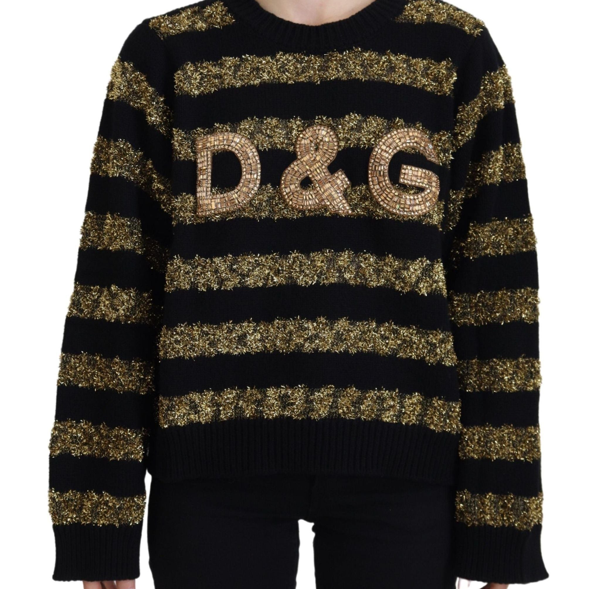Dolce & Gabbana Black Gold D&G Crystal Cashmere Sweater