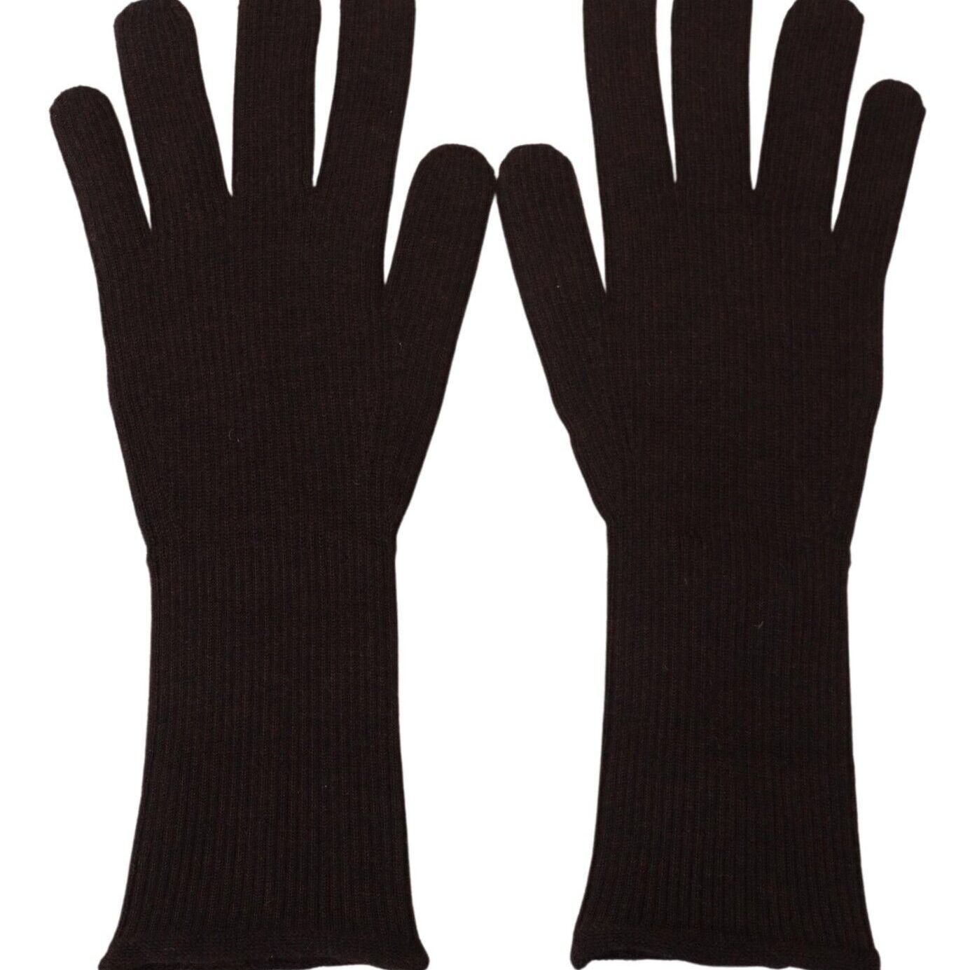 Dolce & Gabbana Brown Cashmere Silk Hands Mitten Mens Gloves