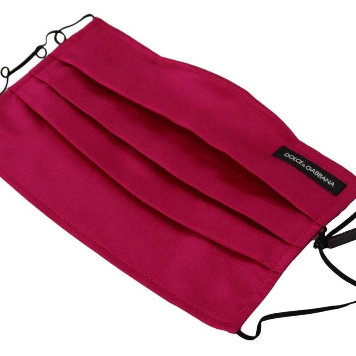 Dolce & Gabbana Maroon Silk Pleated Elastic Ear Strap One Size Face Mask
