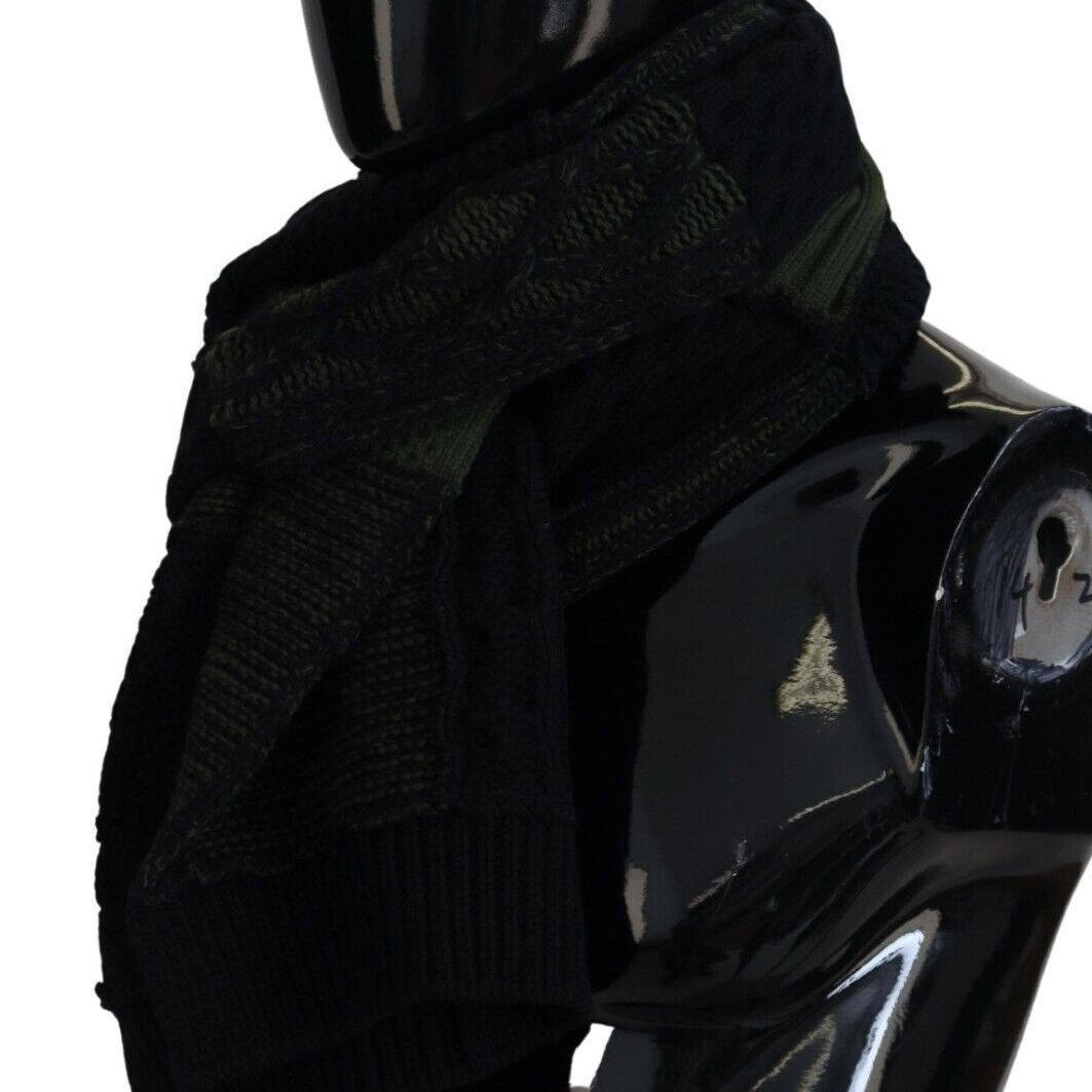 Dolce & Gabbana Black Green Knitted Men Neck Wrap Shawl Scarf