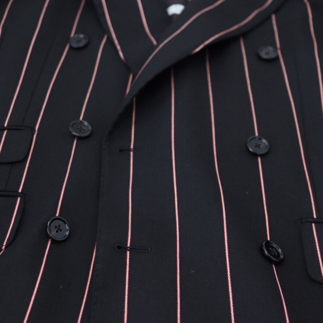 Dolce & Gabbana Black Stripes Viscose Double Breasted Blazer