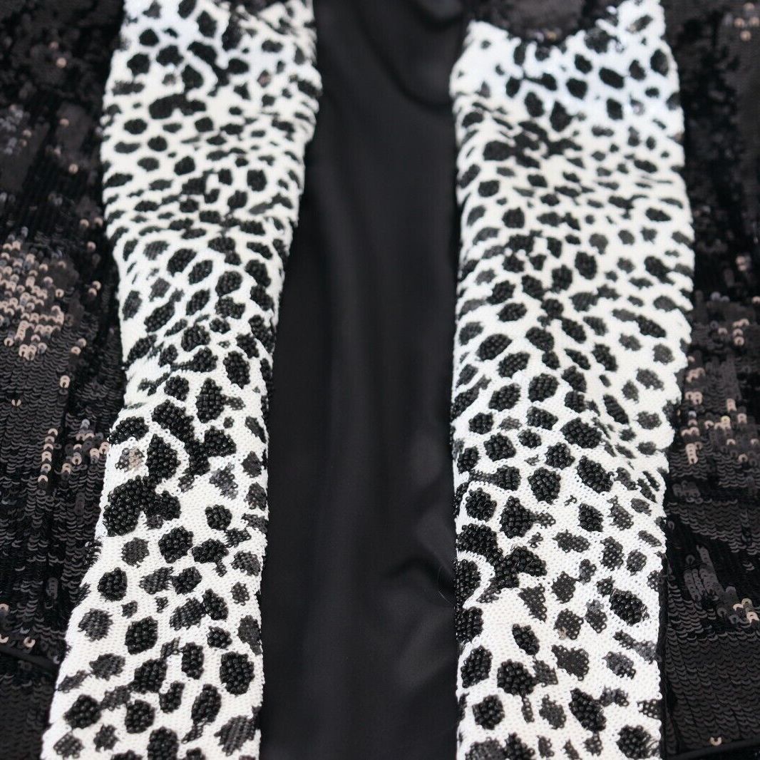 Dolce & Gabbana Black Sequined Cow Pattern Nylon Blazer