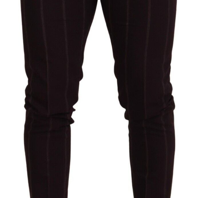 Dolce & Gabbana Brown Striped Men Trousers Cotton Pants