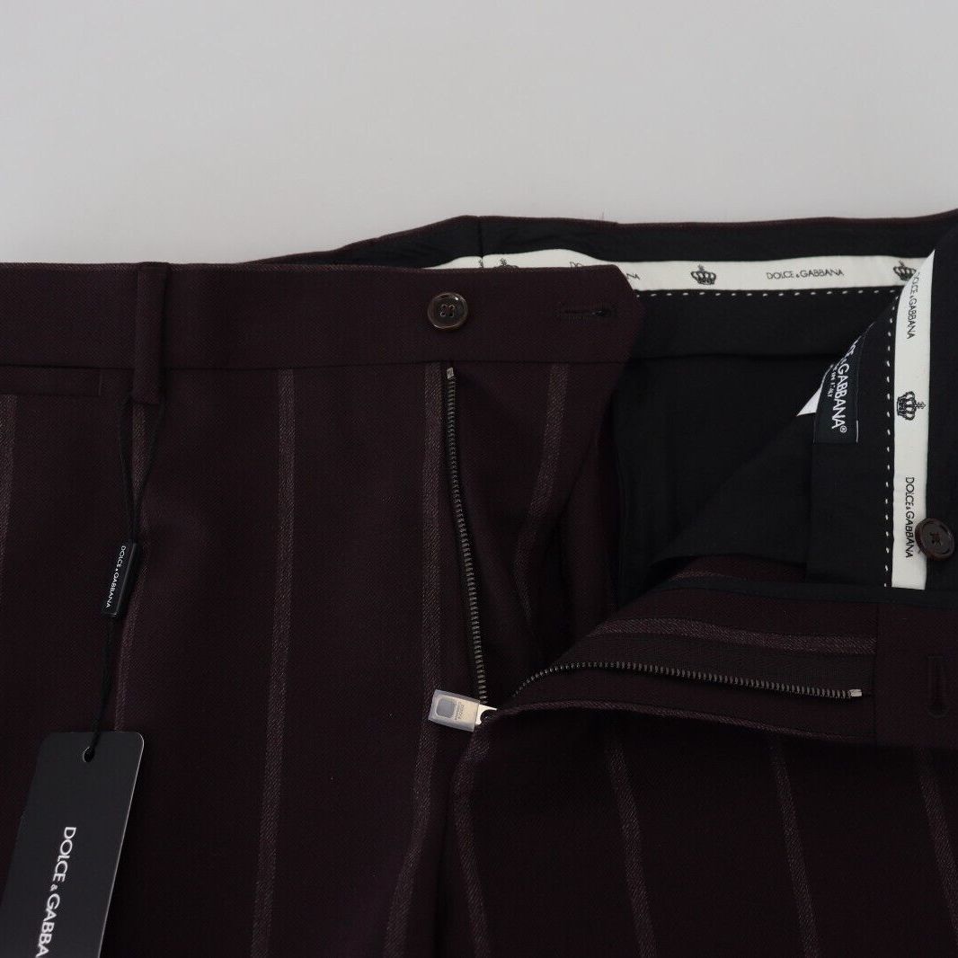 Dolce & Gabbana Brown Striped Men Trousers Cotton Pants