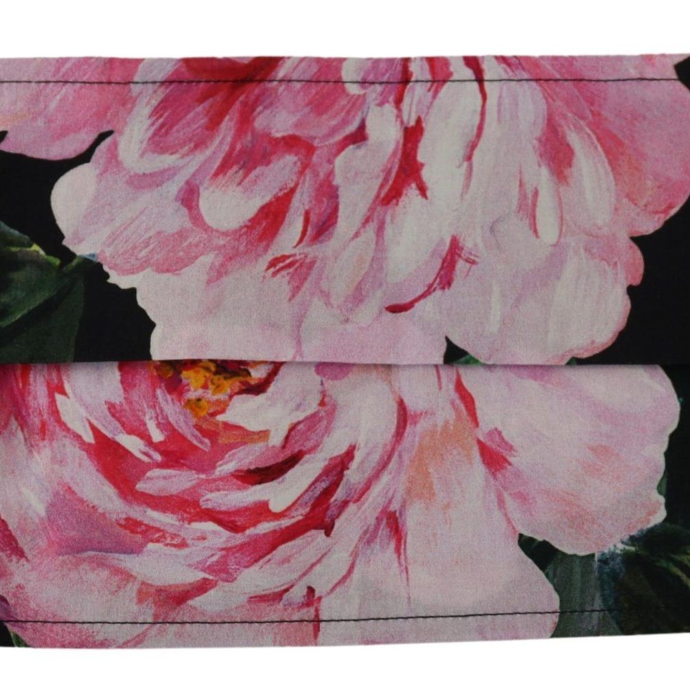 Dolce & Gabbana Black Floral Pleated Elastic Ear Strap Face Mask