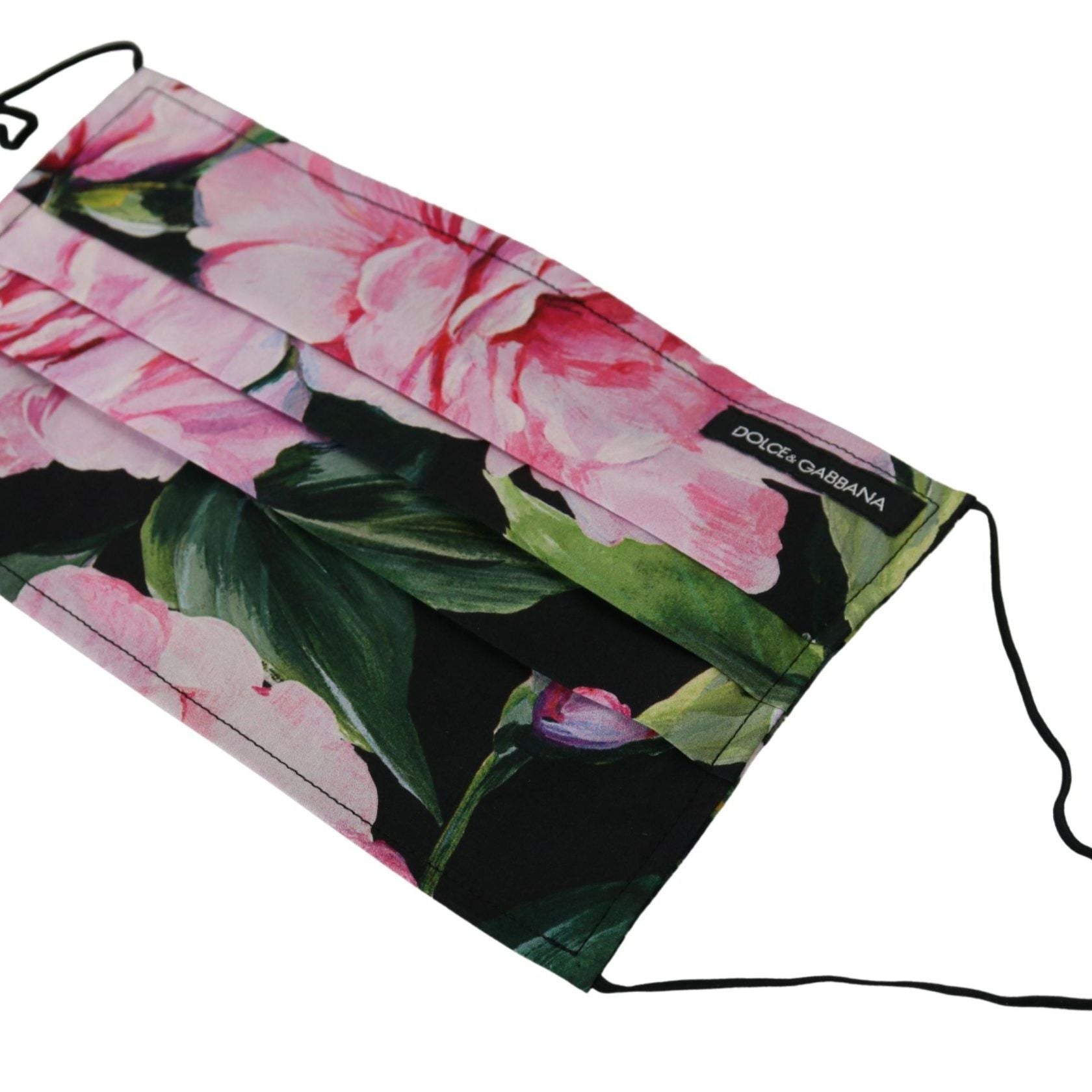 Dolce & Gabbana Black Floral Pleated Elastic Ear Strap Face Mask