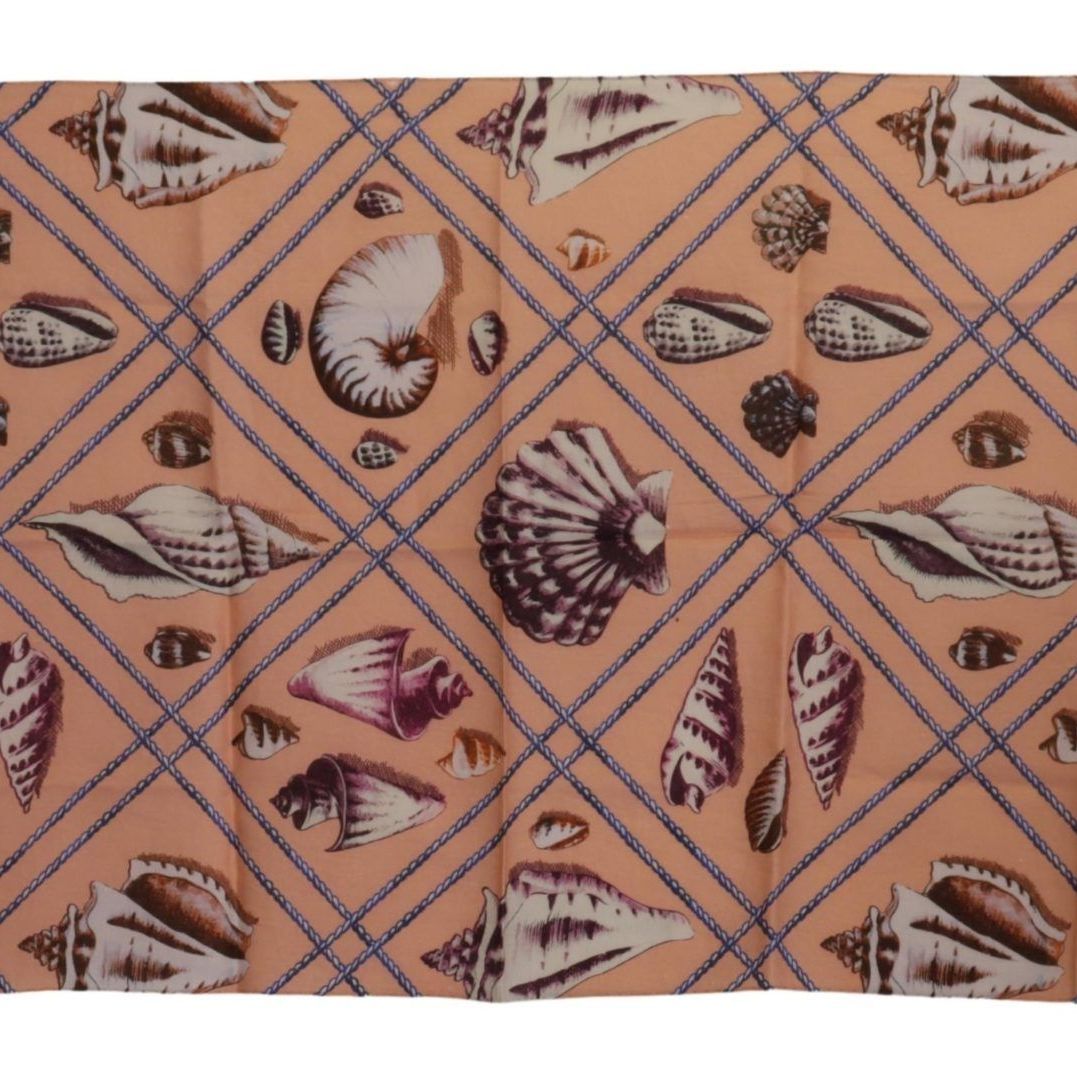 Dolce & Gabbana Blue Linen Seashell Pattern Mens Wrap Shawl Scarf