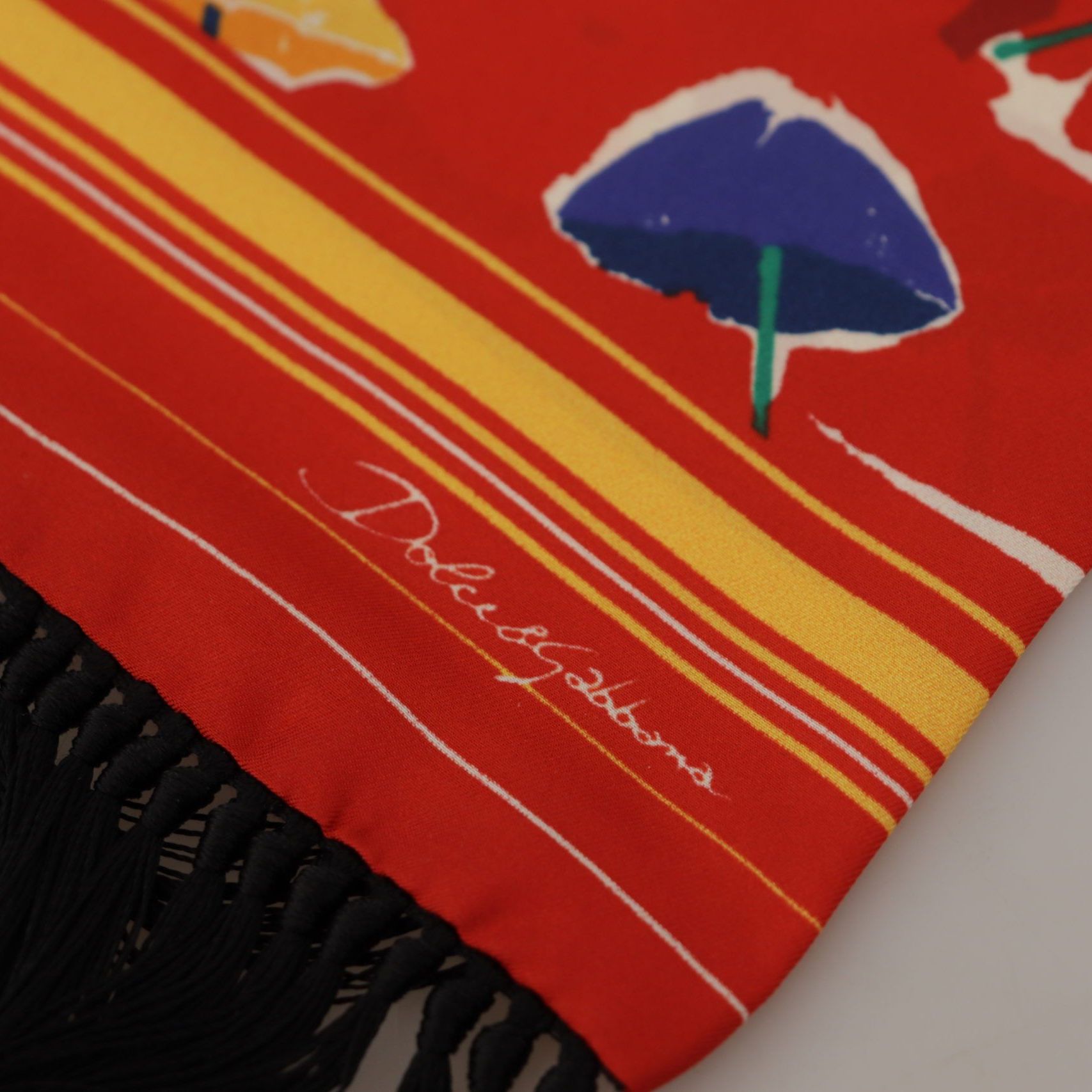 Dolce & Gabbana Multicolor DG Umbrellas Print Shawl Fringe Scarf