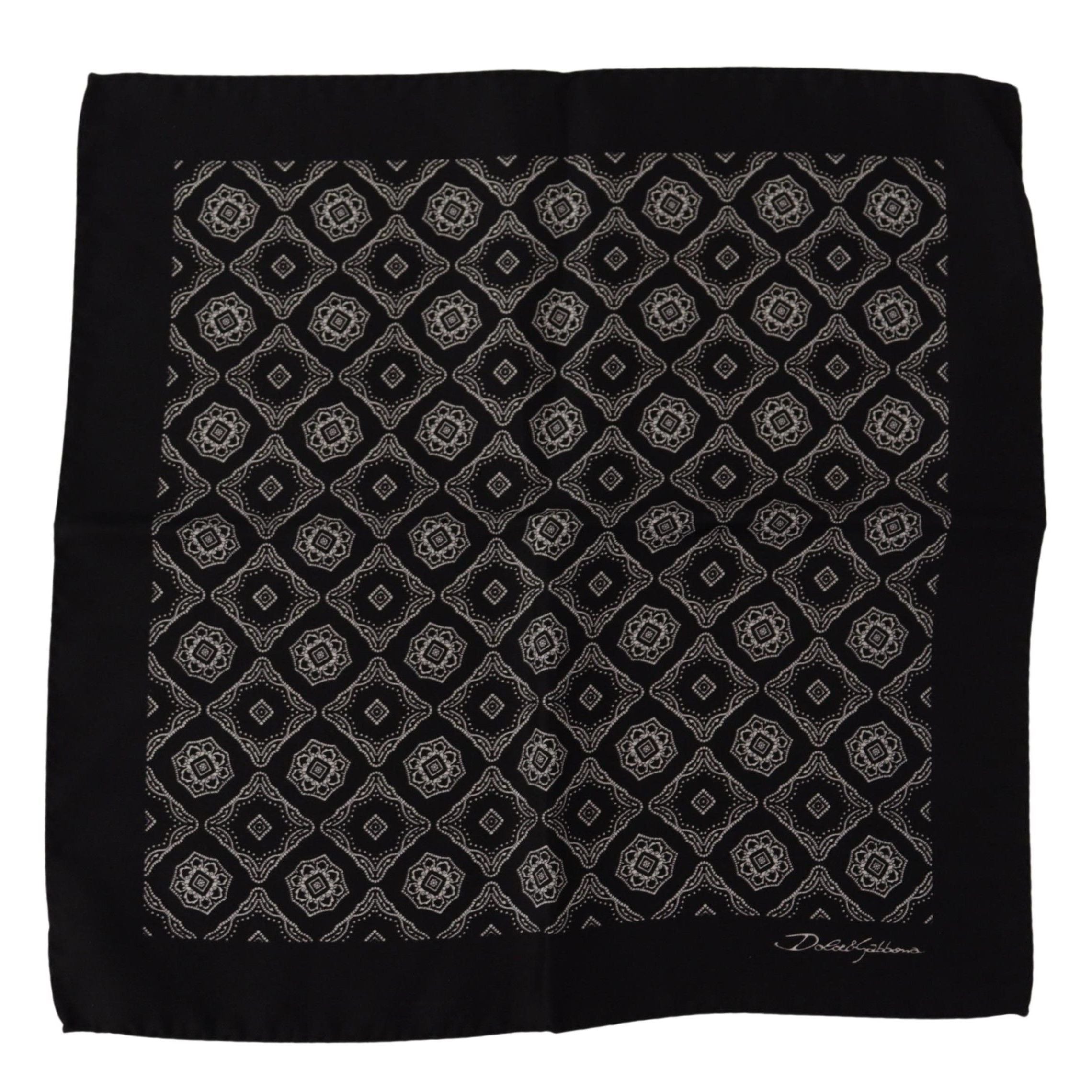 Dolce & Gabbana Black Geometric Patterned Square Handkerchief Scarf