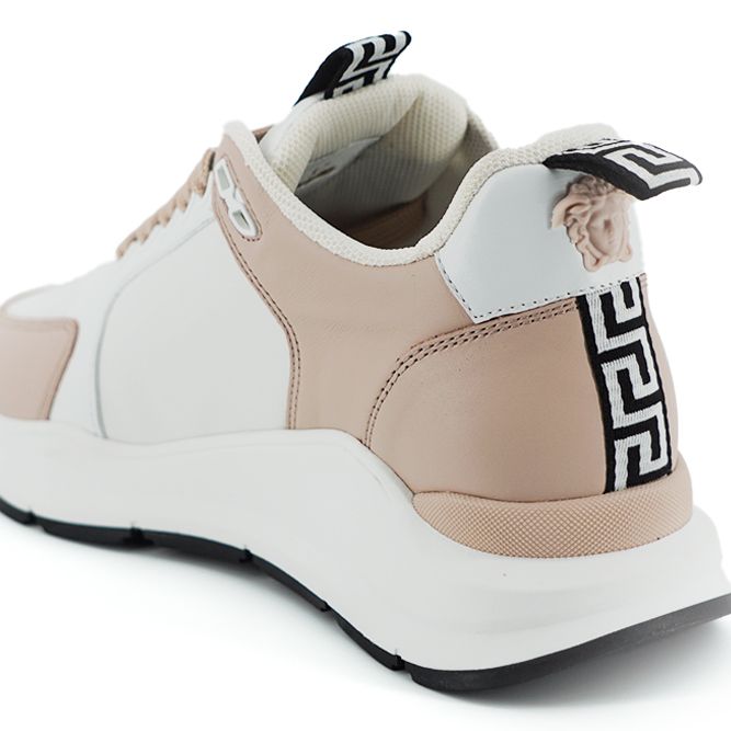 Versace Light Pink and White Calf Leather Sneakers