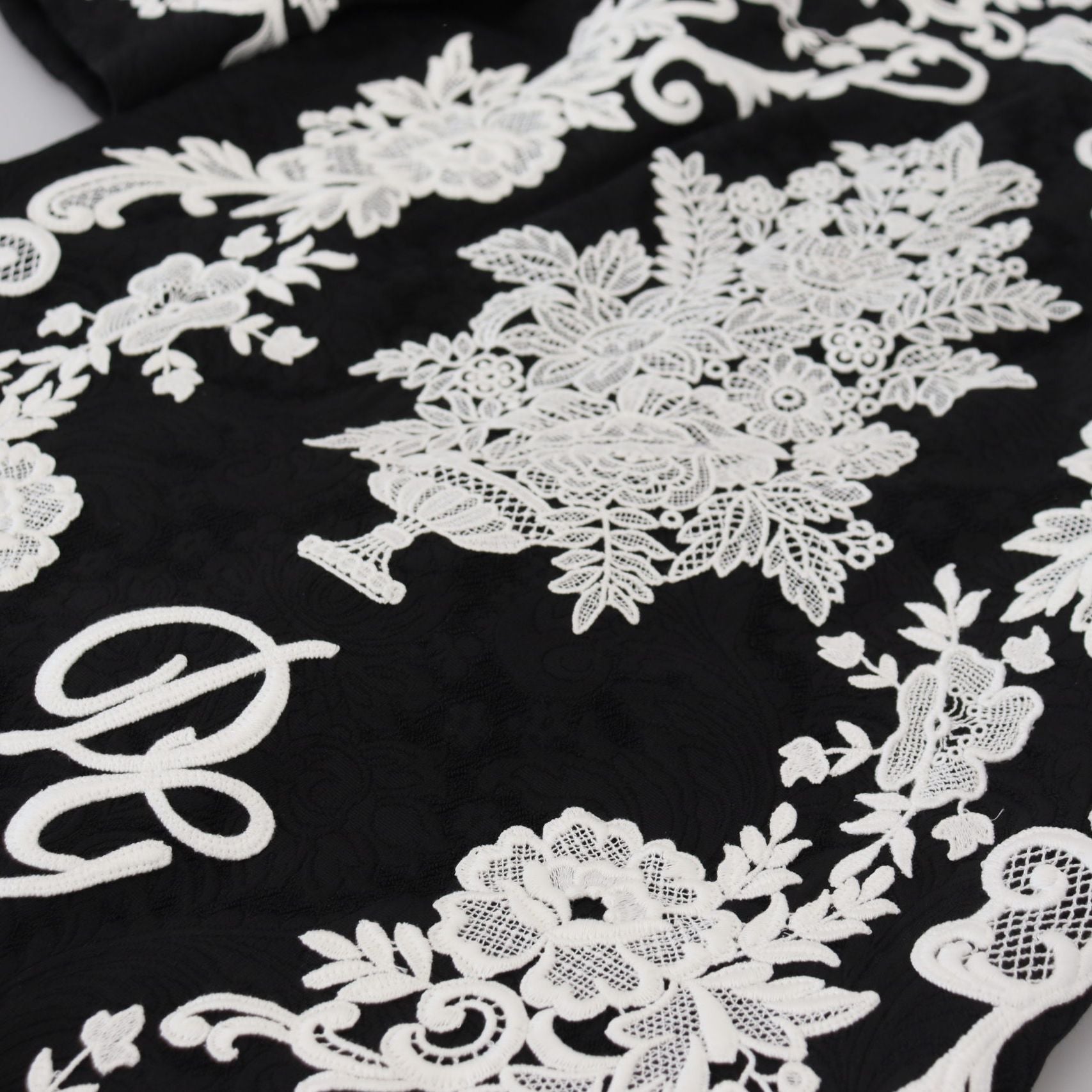 Dolce & Gabbana Black Lace Trim Half Sleeves A-line Dress