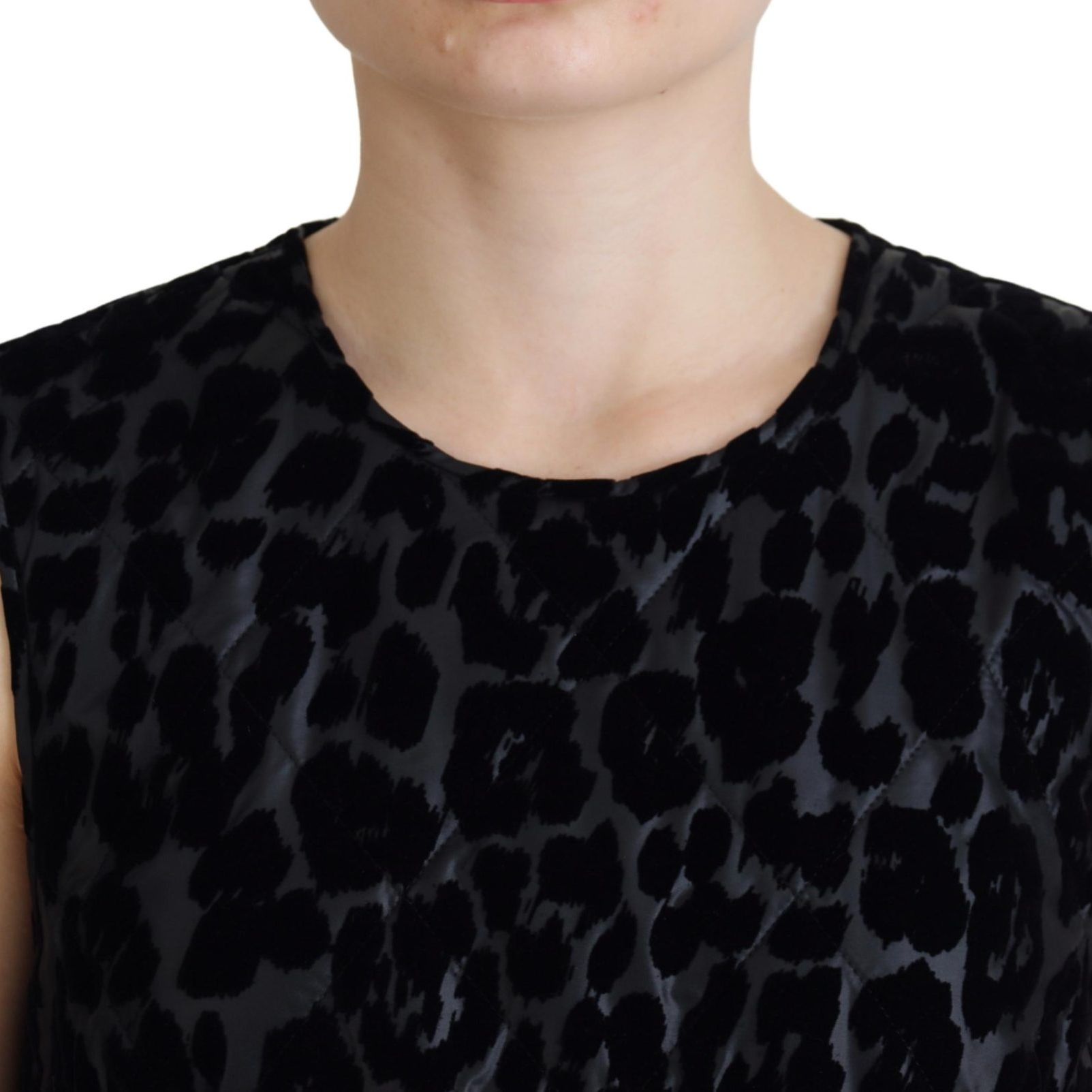 Dolce & Gabbana Black Leopard Shift Mini Polyester Dress