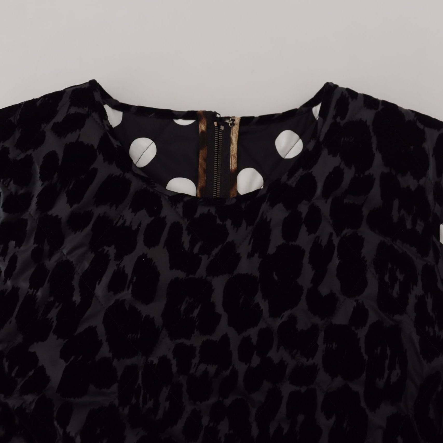 Dolce & Gabbana Black Leopard Shift Mini Polyester Dress