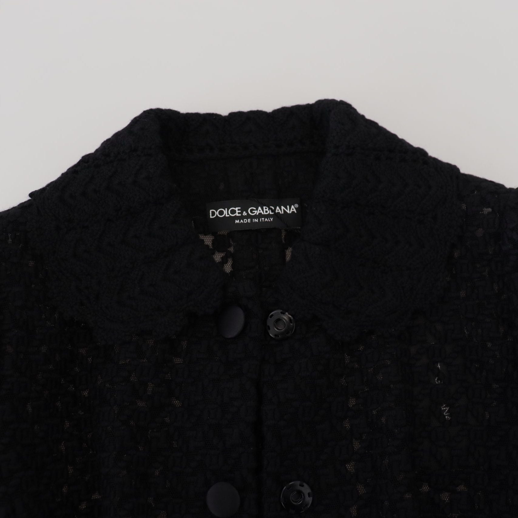 Dolce & Gabbana Black Wool Knitted Button Down Collar Jacket