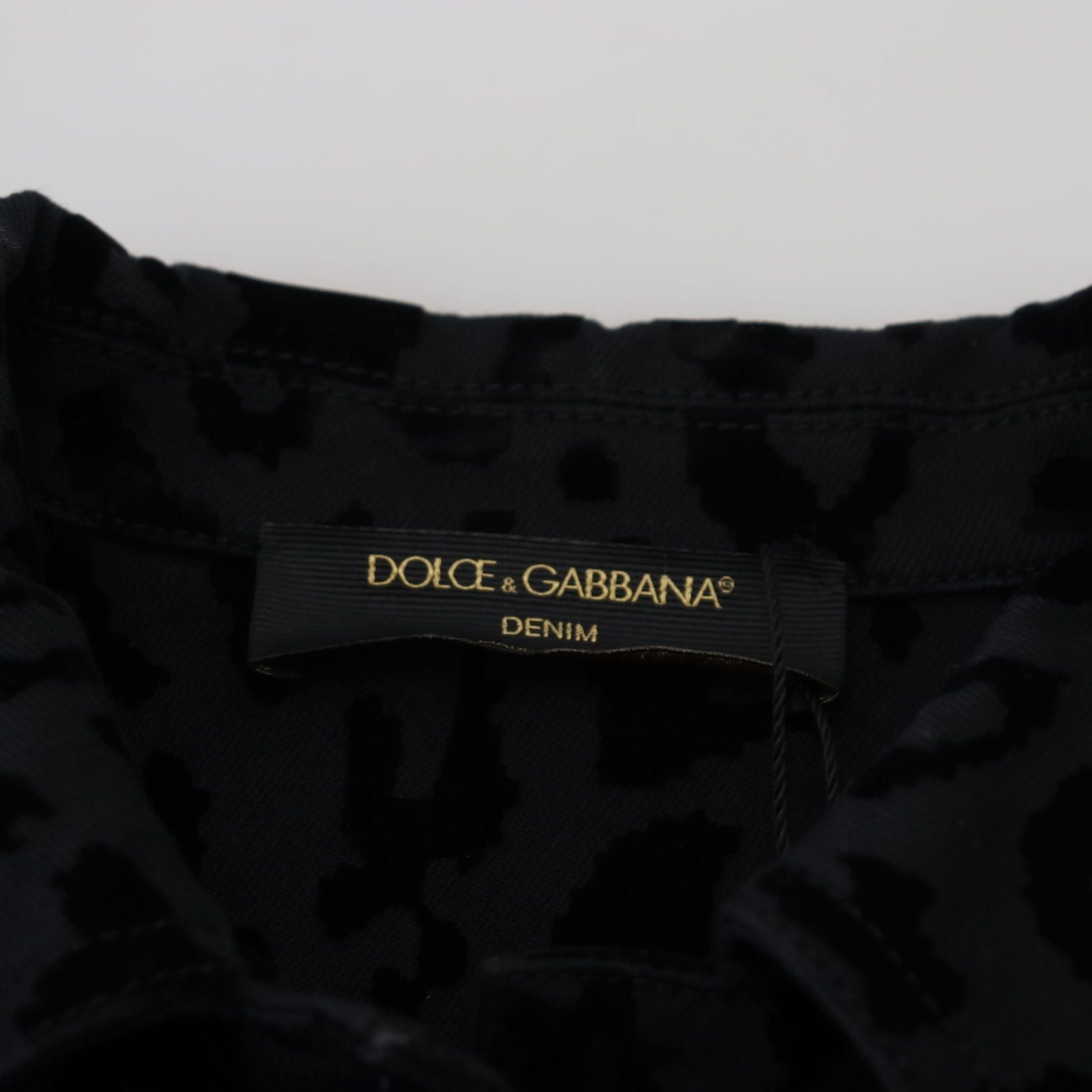 Dolce & Gabbana Black Leopard Long Sleeve Denim Cotton Jacket