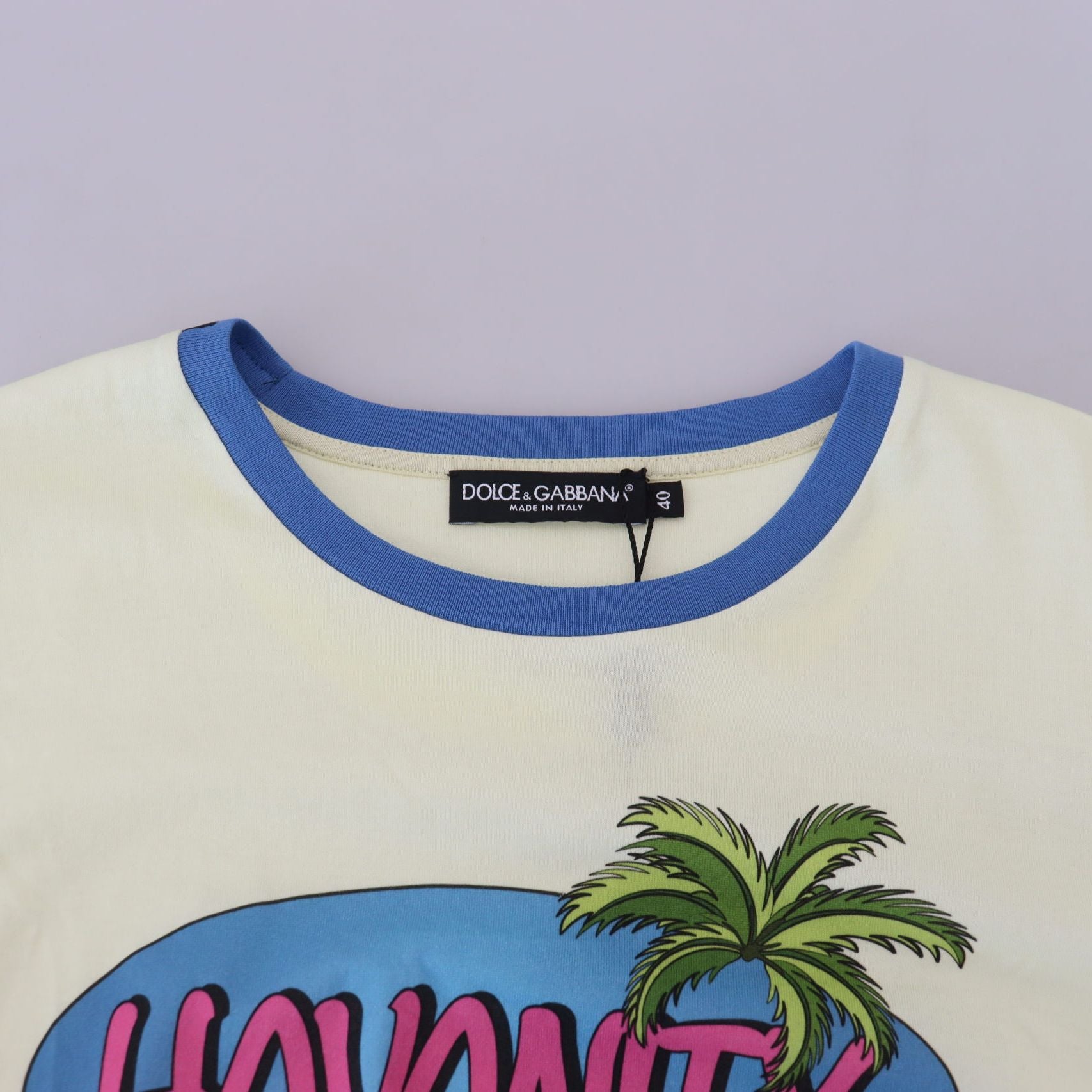 Dolce & Gabbana Yellow Havanity Round Neck Tee Cotton T-shirt