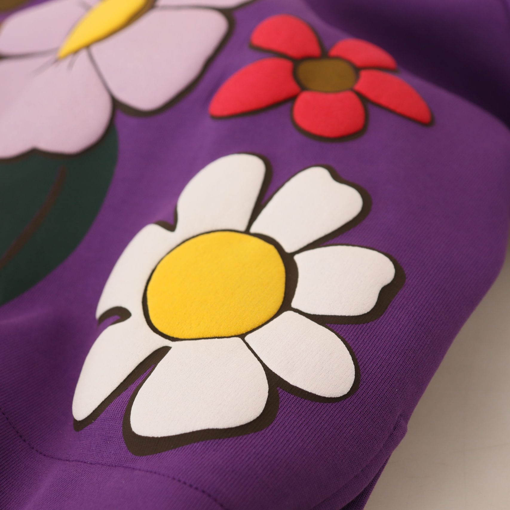 Dolce & Gabbana Purple Floral Print Pullover Cotton Sweater