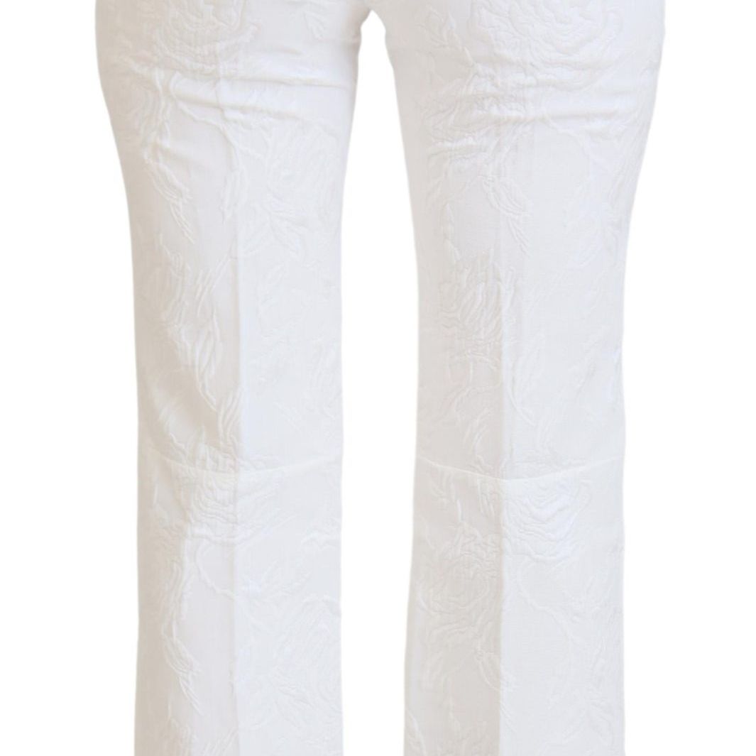 Dolce & Gabbana White Leopard Print High Waist Pants