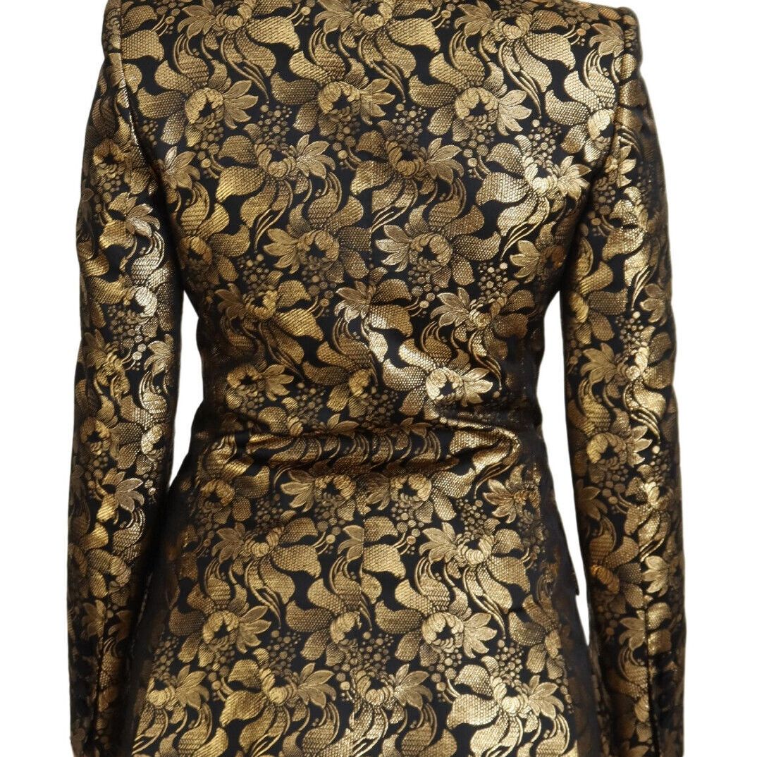 Dolce & Gabbana Black Gold Jacquard Coat Blazer Jacket